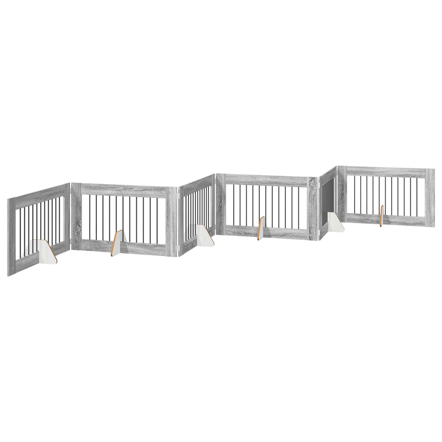 Hondenhekje met standaards 6 pcs Grijs sonoma 100 x 60 cm is nu te koop bij PeponiXL, paradijselijk wonen!