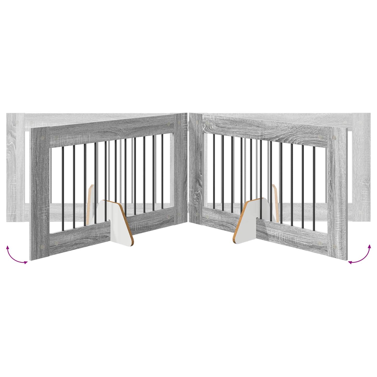 Hondenhekje met standaards 6 pcs Grijs sonoma 100 x 60 cm is nu te koop bij PeponiXL, paradijselijk wonen!