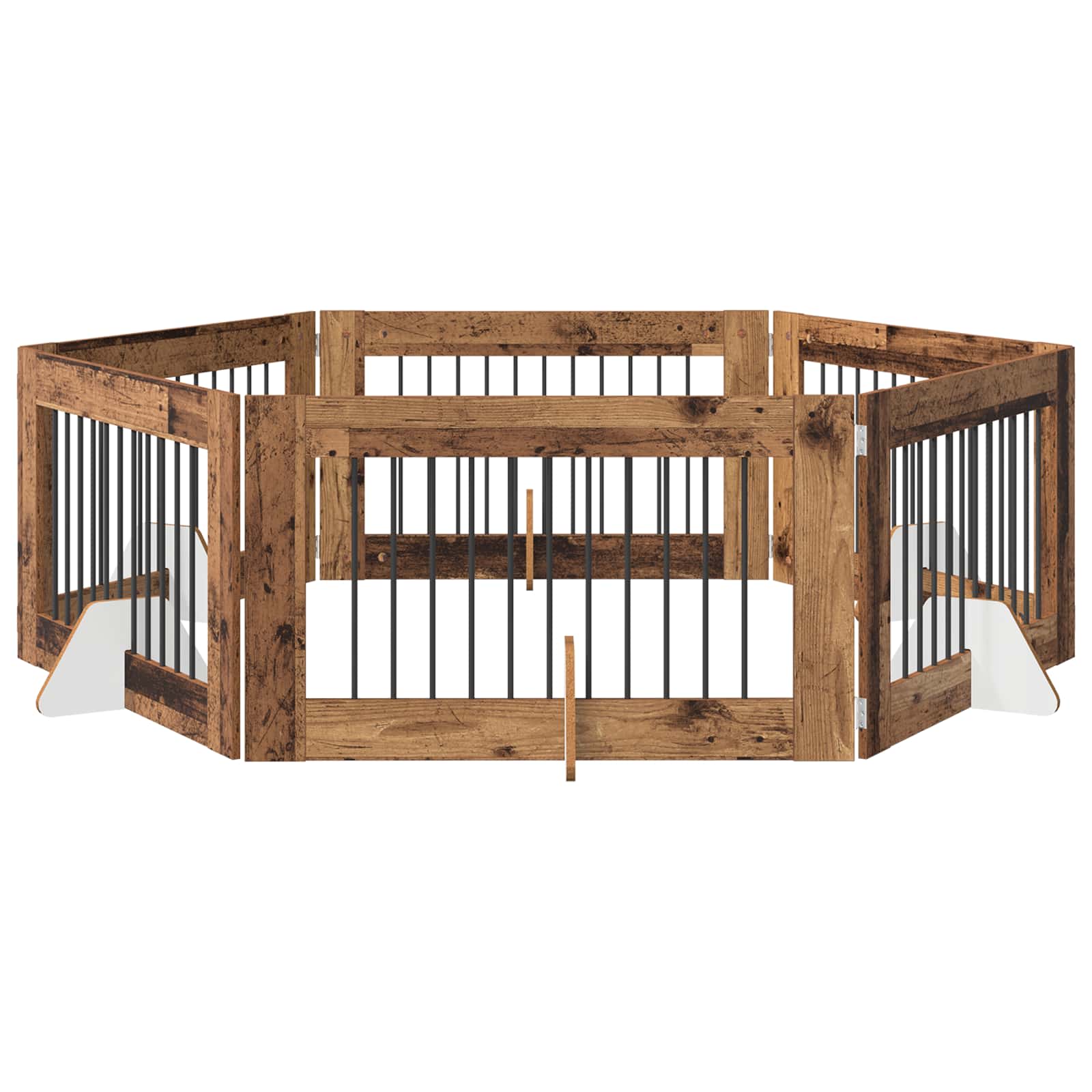 Hondenhekje met standaards 6 pcs Oud hout 100 x 60 cm is nu te koop bij PeponiXL, paradijselijk wonen!