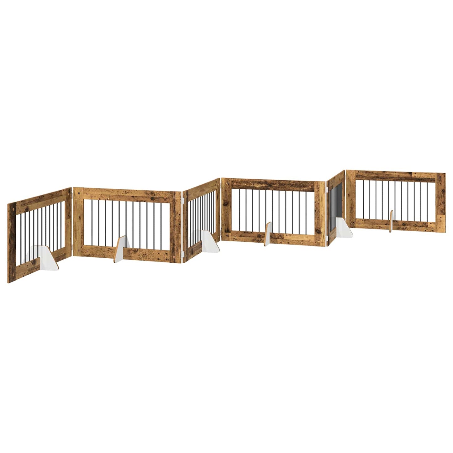 Hondenhekje met standaards 6 pcs Oud hout 100 x 60 cm is nu te koop bij PeponiXL, paradijselijk wonen!