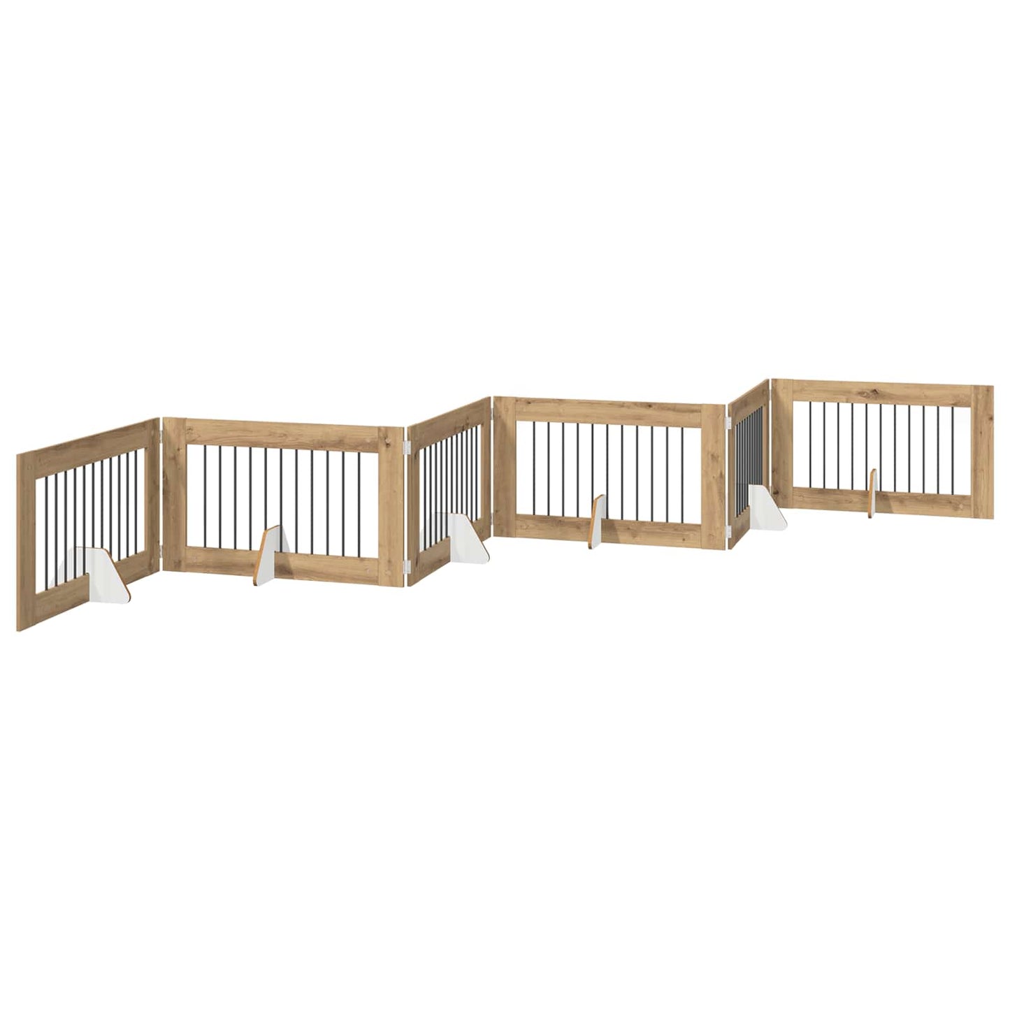 Opvouwbaar hondenhek met standaards 6 pcs Artisanaal eiken is nu te koop bij PeponiXL, paradijselijk wonen!