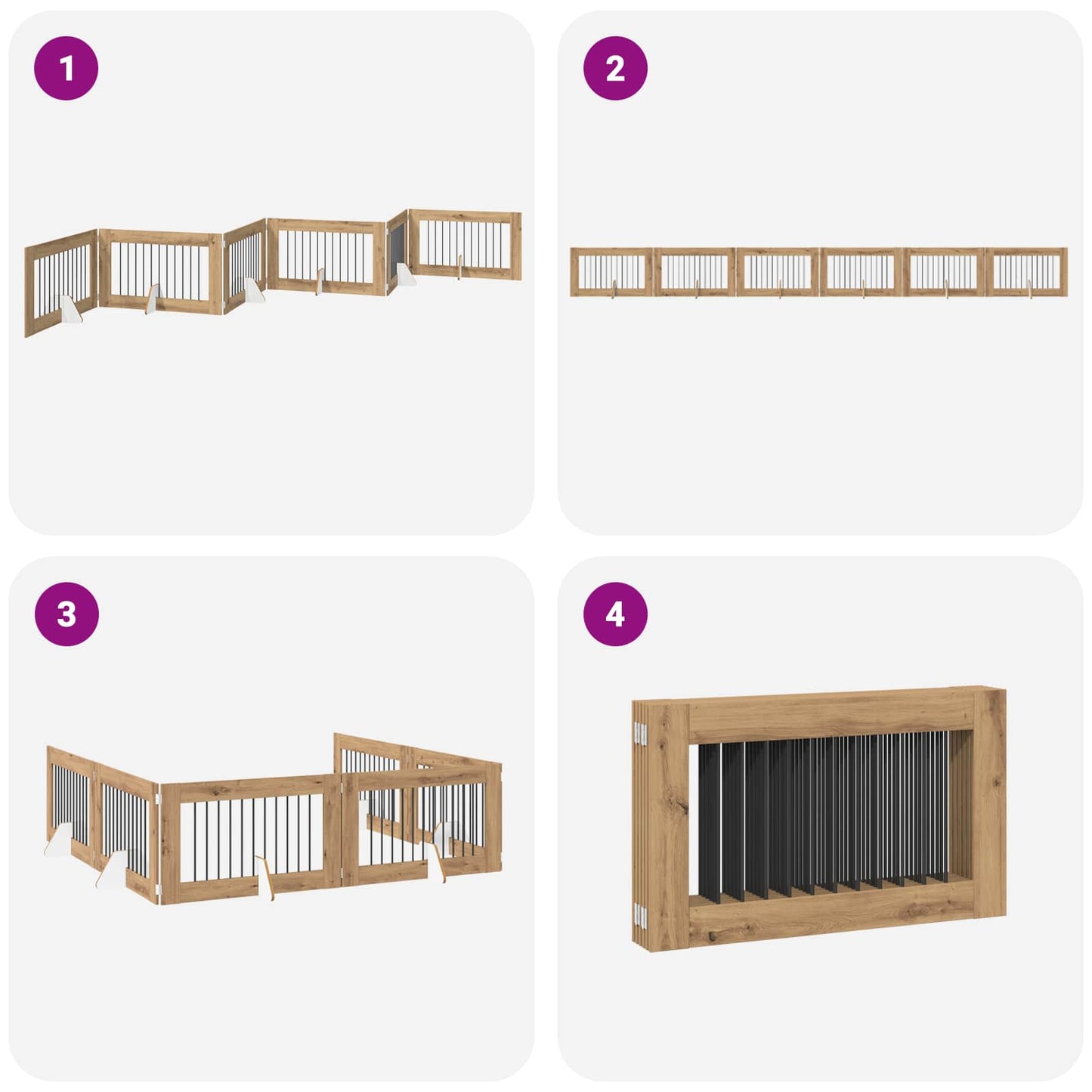 Opvouwbaar hondenhek met standaards 6 pcs Artisanaal eiken is nu te koop bij PeponiXL, paradijselijk wonen!