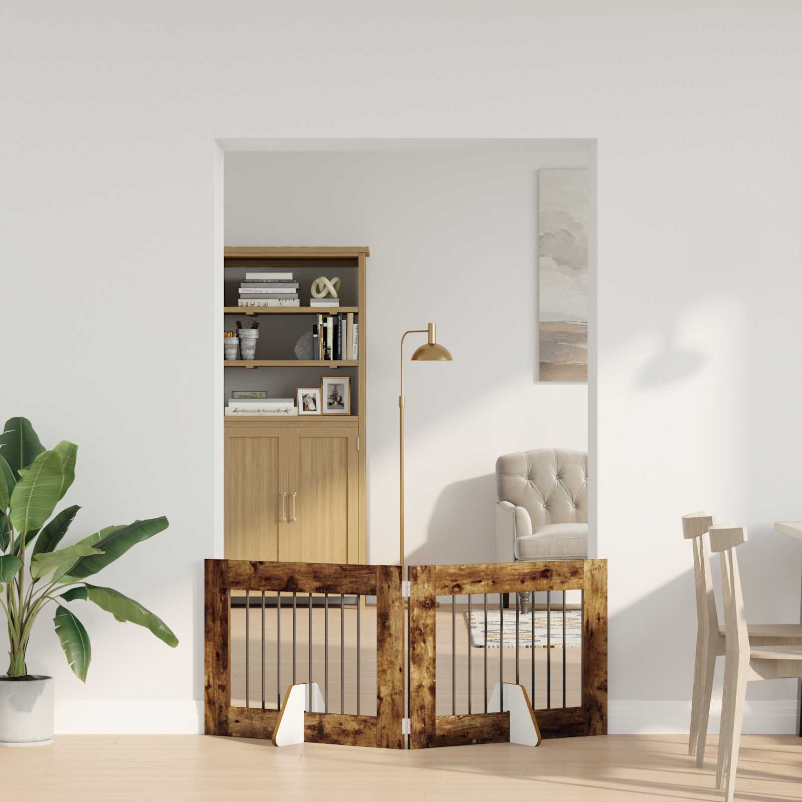 Hondenhekje met standaards 2 pcs Gerookt eiken 80 x 60 cm is nu te koop bij PeponiXL, paradijselijk wonen!