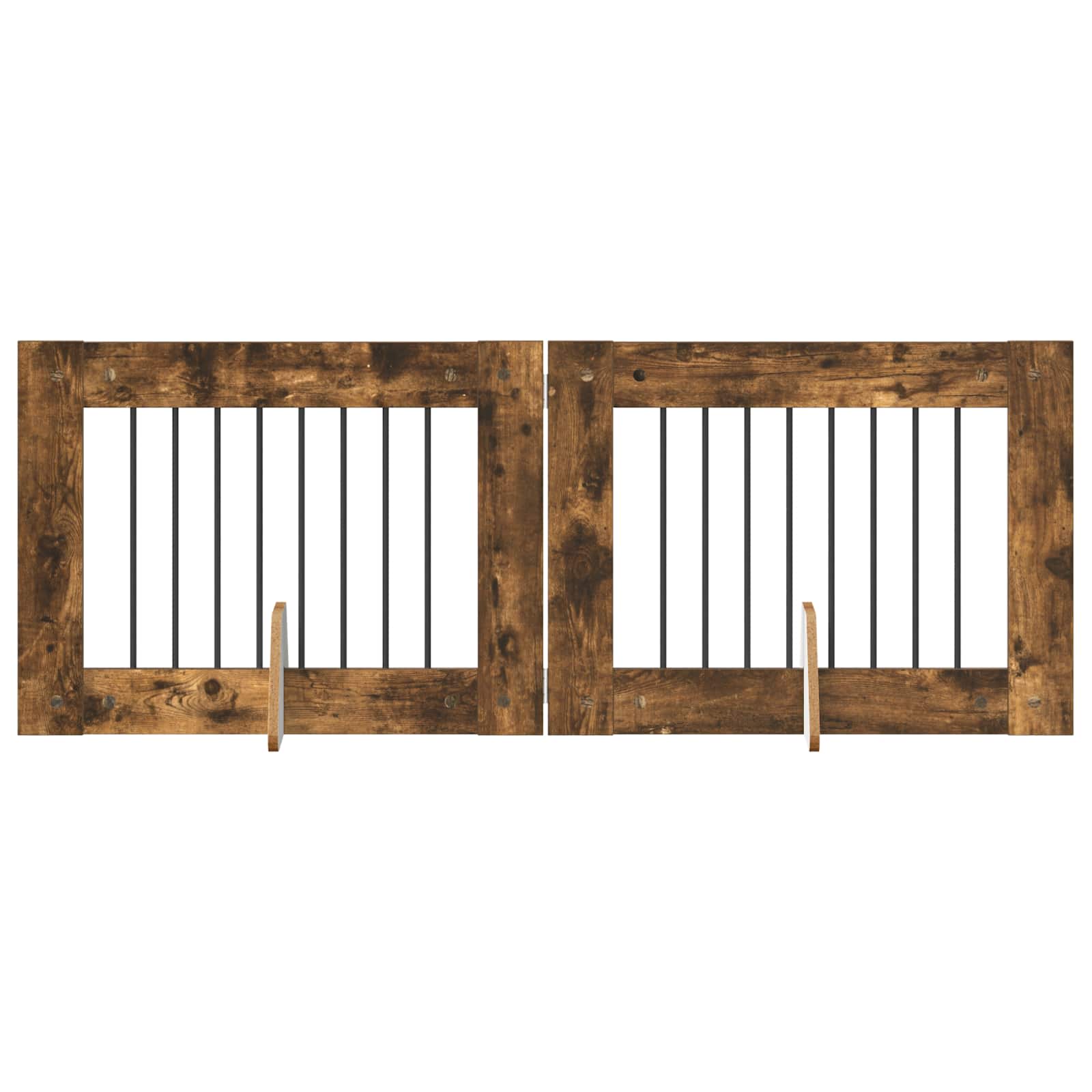 Hondenhekje met standaards 2 pcs Gerookt eiken 80 x 60 cm is nu te koop bij PeponiXL, paradijselijk wonen!