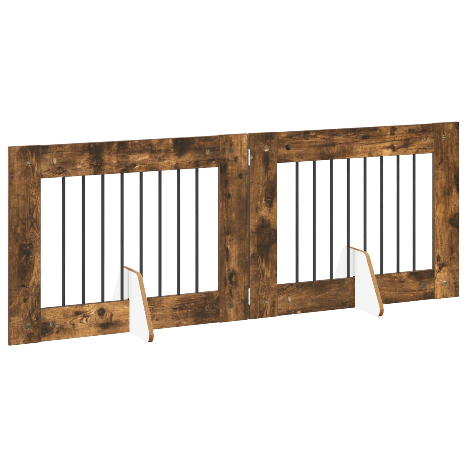Hondenhekje met standaards 2 pcs Gerookt eiken 80 x 60 cm is nu te koop bij PeponiXL, paradijselijk wonen!