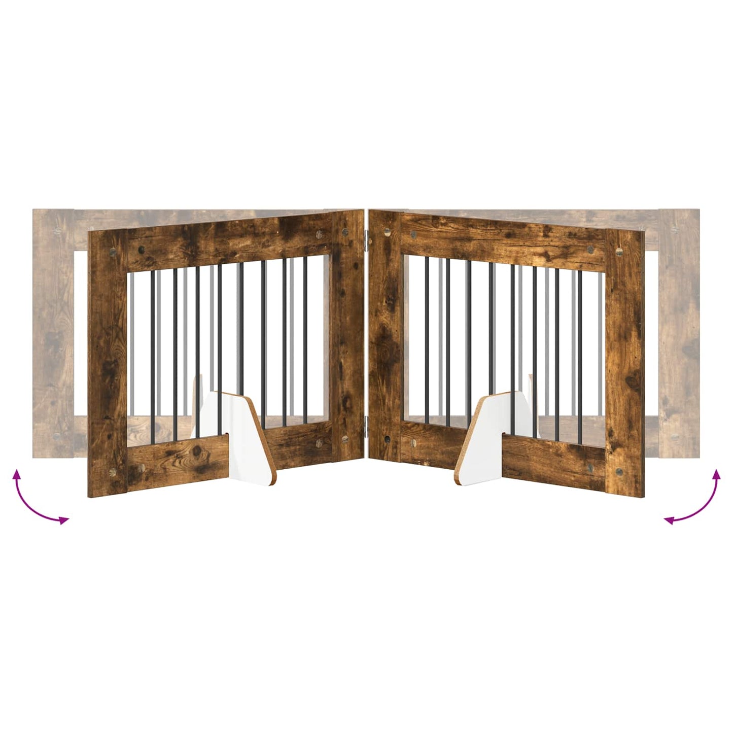 Hondenhekje met standaards 2 pcs Gerookt eiken 80 x 60 cm is nu te koop bij PeponiXL, paradijselijk wonen!