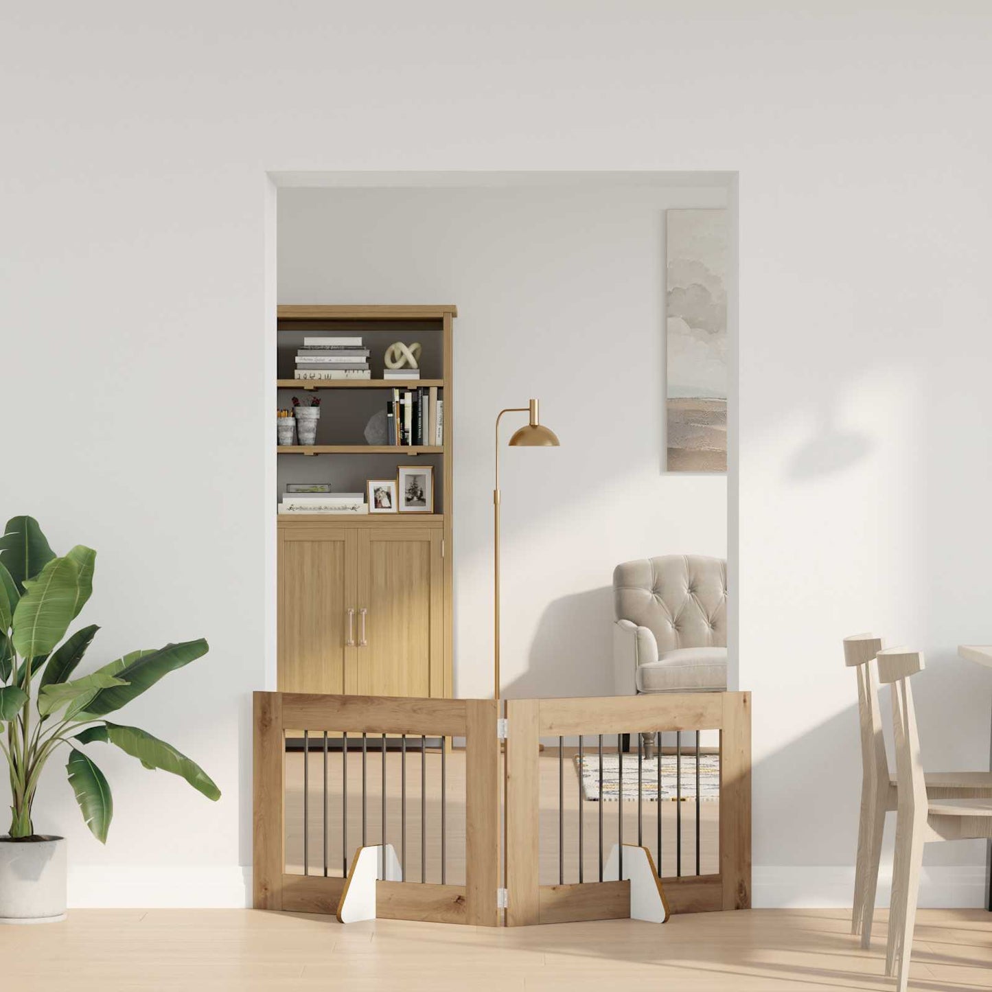 Opvouwbaar hondenhek met standaards 2 pcs Artisanaal eiken is nu te koop bij PeponiXL, paradijselijk wonen!