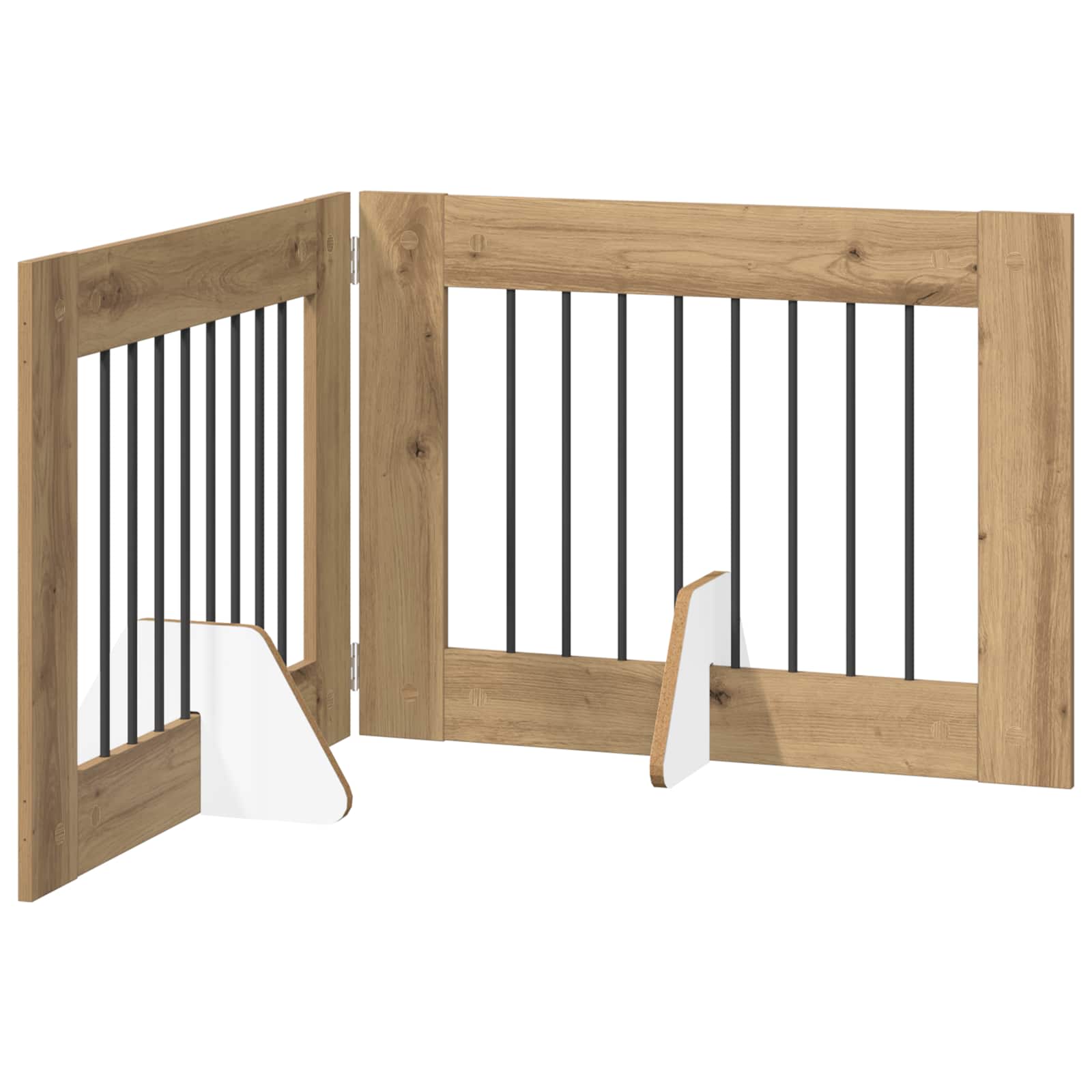 Opvouwbaar hondenhek met standaards 2 pcs Artisanaal eiken is nu te koop bij PeponiXL, paradijselijk wonen!