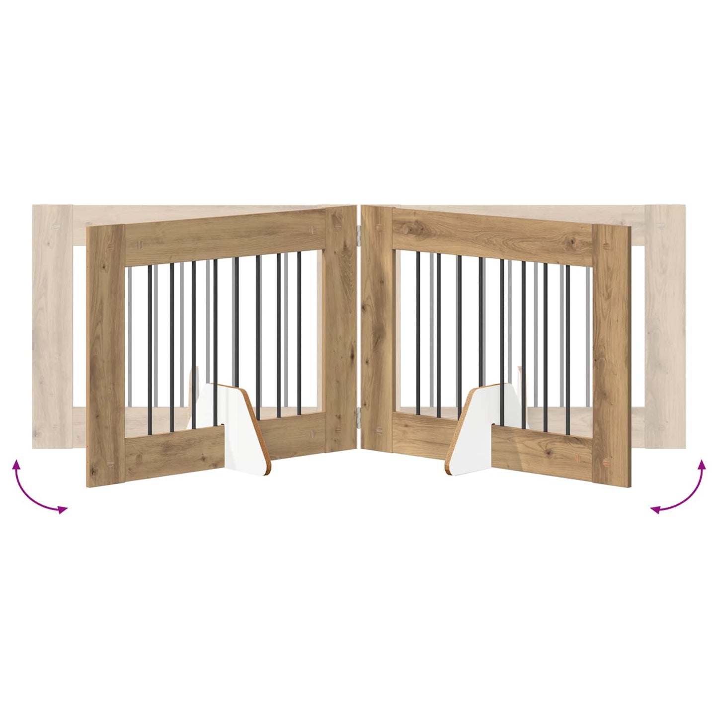 Opvouwbaar hondenhek met standaards 2 pcs Artisanaal eiken is nu te koop bij PeponiXL, paradijselijk wonen!