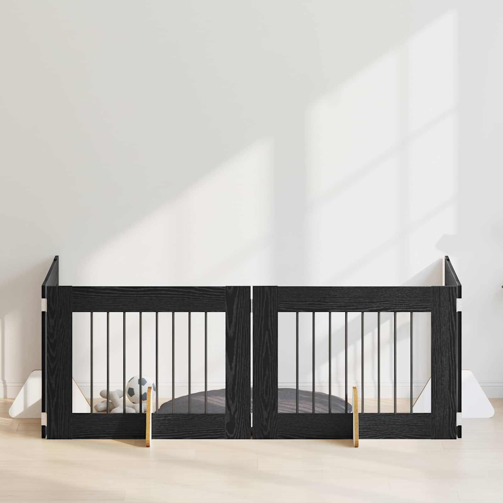 Hondenhekje met standaards 4 pcs Zwart eiken 80 x 60 cm is nu te koop bij PeponiXL, paradijselijk wonen!