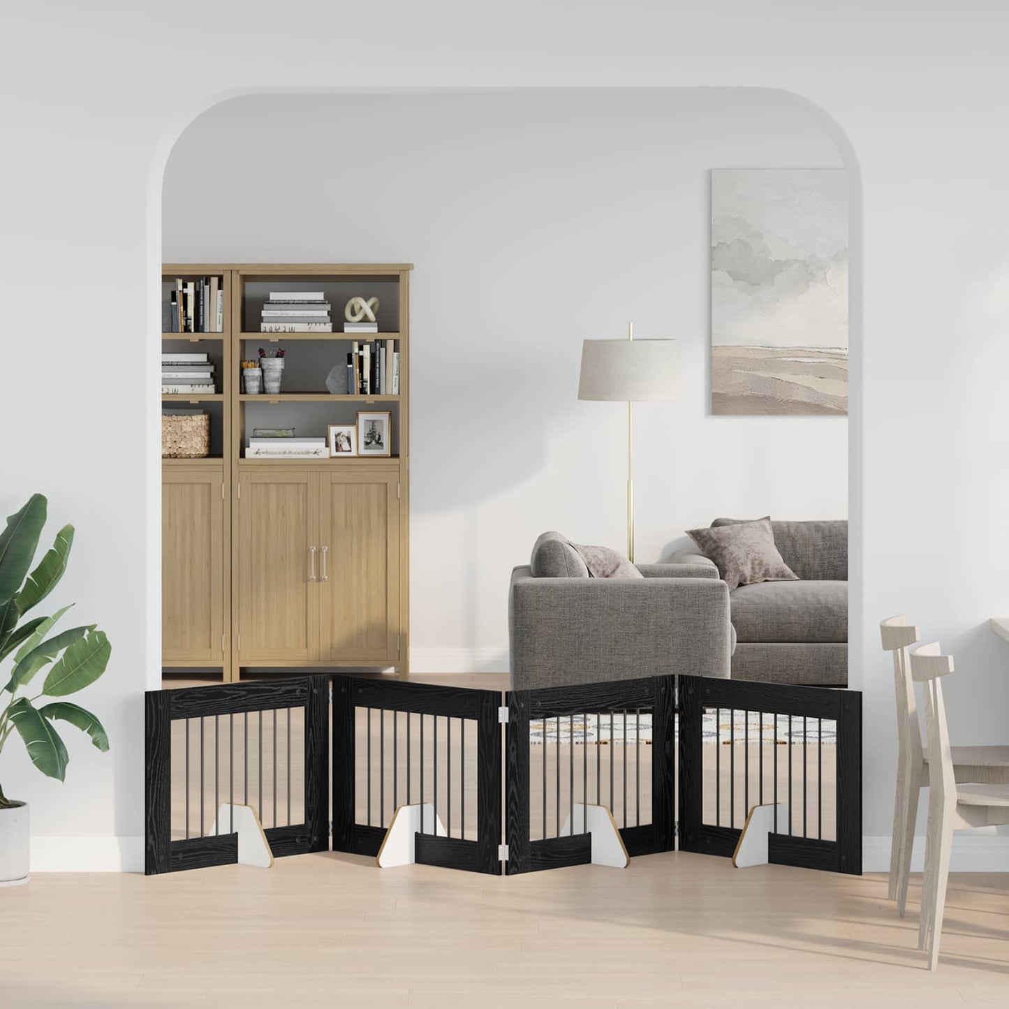 Hondenhekje met standaards 4 pcs Zwart eiken 80 x 60 cm is nu te koop bij PeponiXL, paradijselijk wonen!