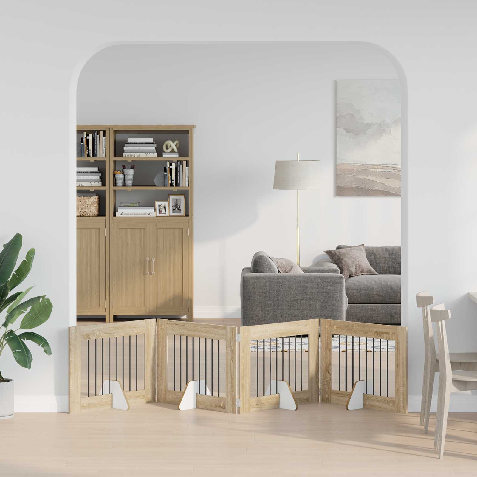 Opvouwbaar hondenhek met standaards 4 pcs Sonoma Eiken 321 cm is nu te koop bij PeponiXL, paradijselijk wonen!