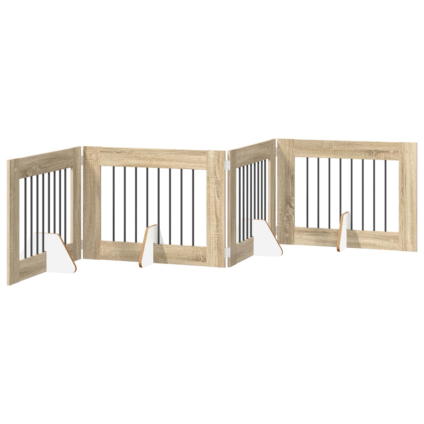 Opvouwbaar hondenhek met standaards 4 pcs Sonoma Eiken 321 cm is nu te koop bij PeponiXL, paradijselijk wonen!