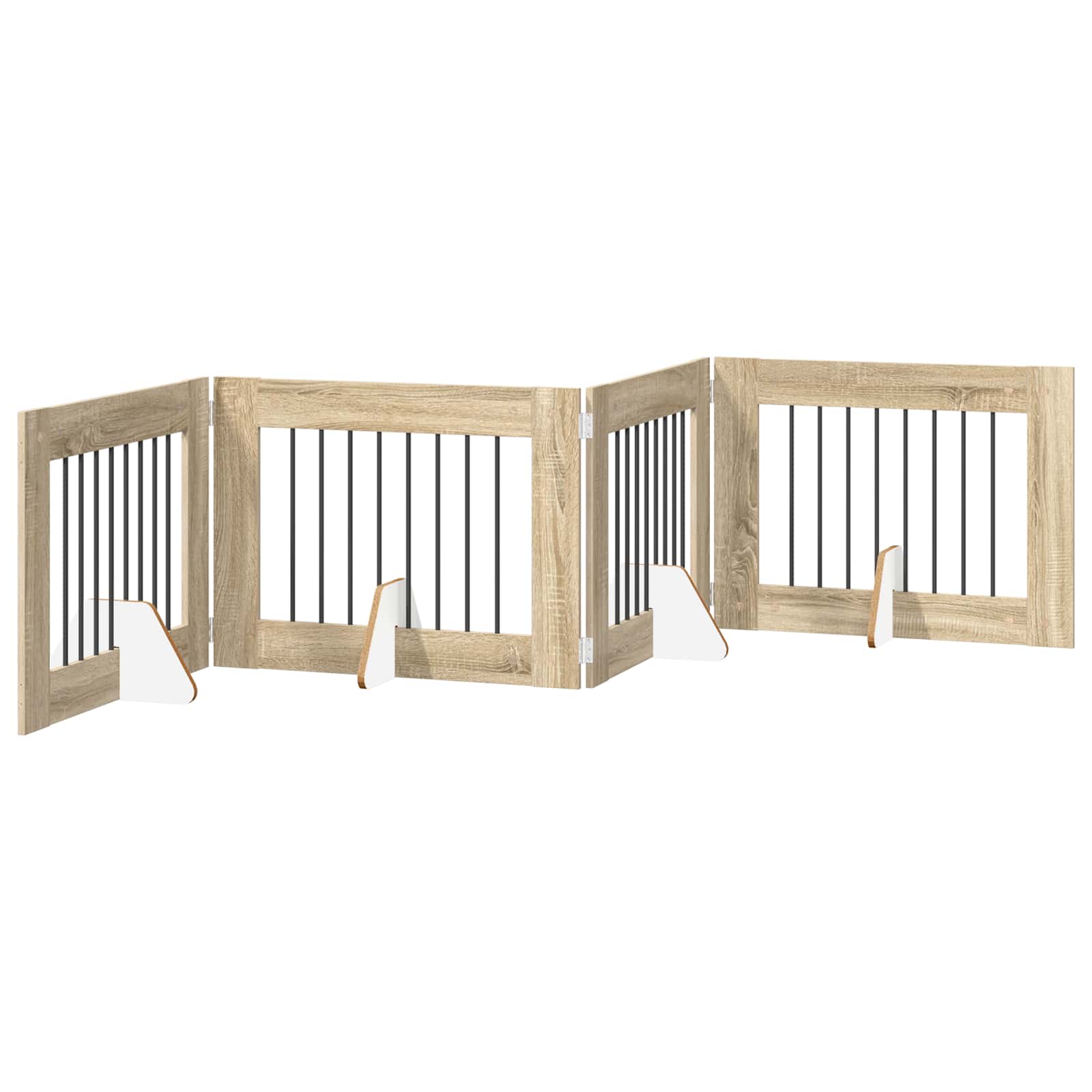 Opvouwbaar hondenhek met standaards 4 pcs Sonoma Eiken 321 cm is nu te koop bij PeponiXL, paradijselijk wonen!