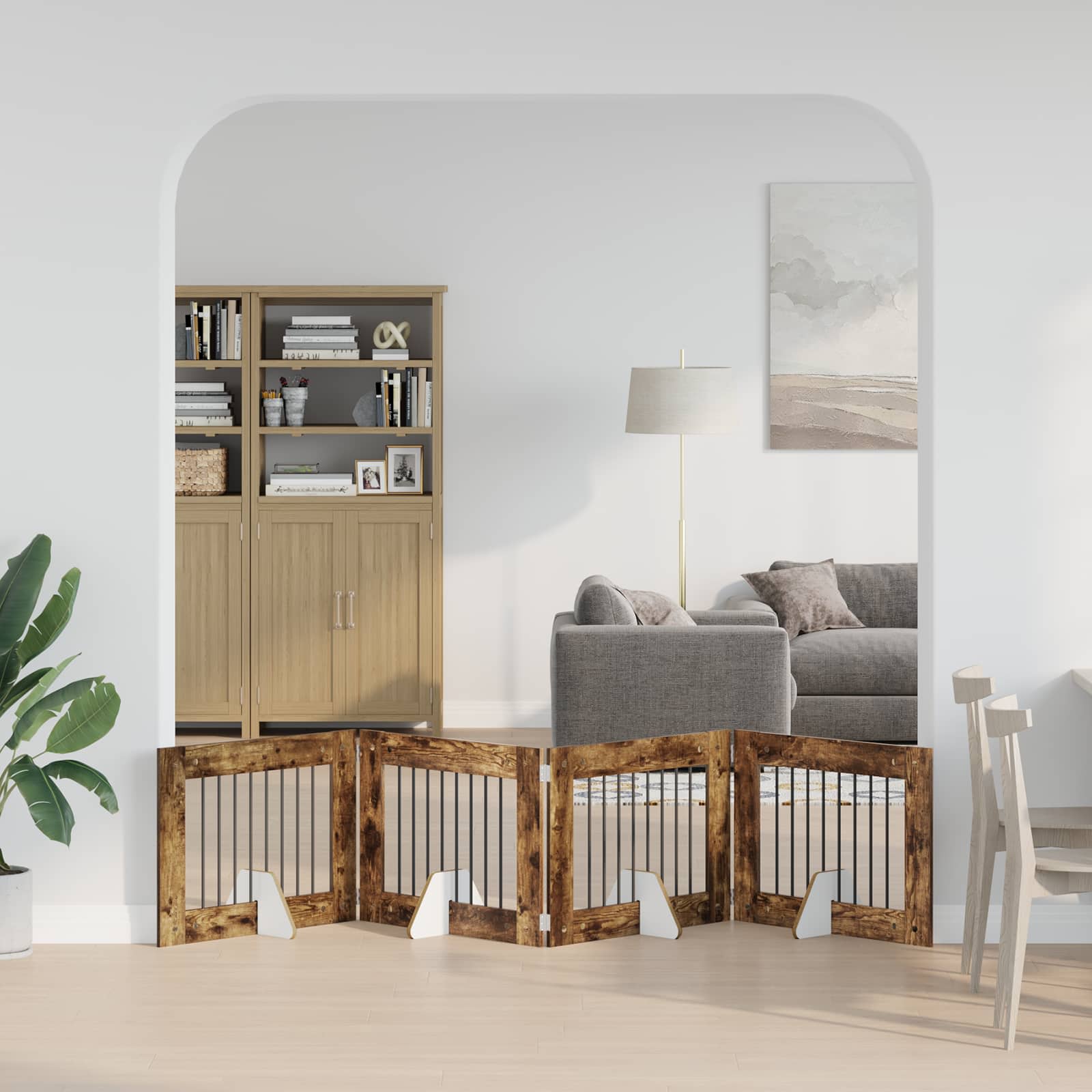 Hondenhekje met standaards 4 pcs Gerookt eiken 80 x 60 cm is nu te koop bij PeponiXL, paradijselijk wonen!