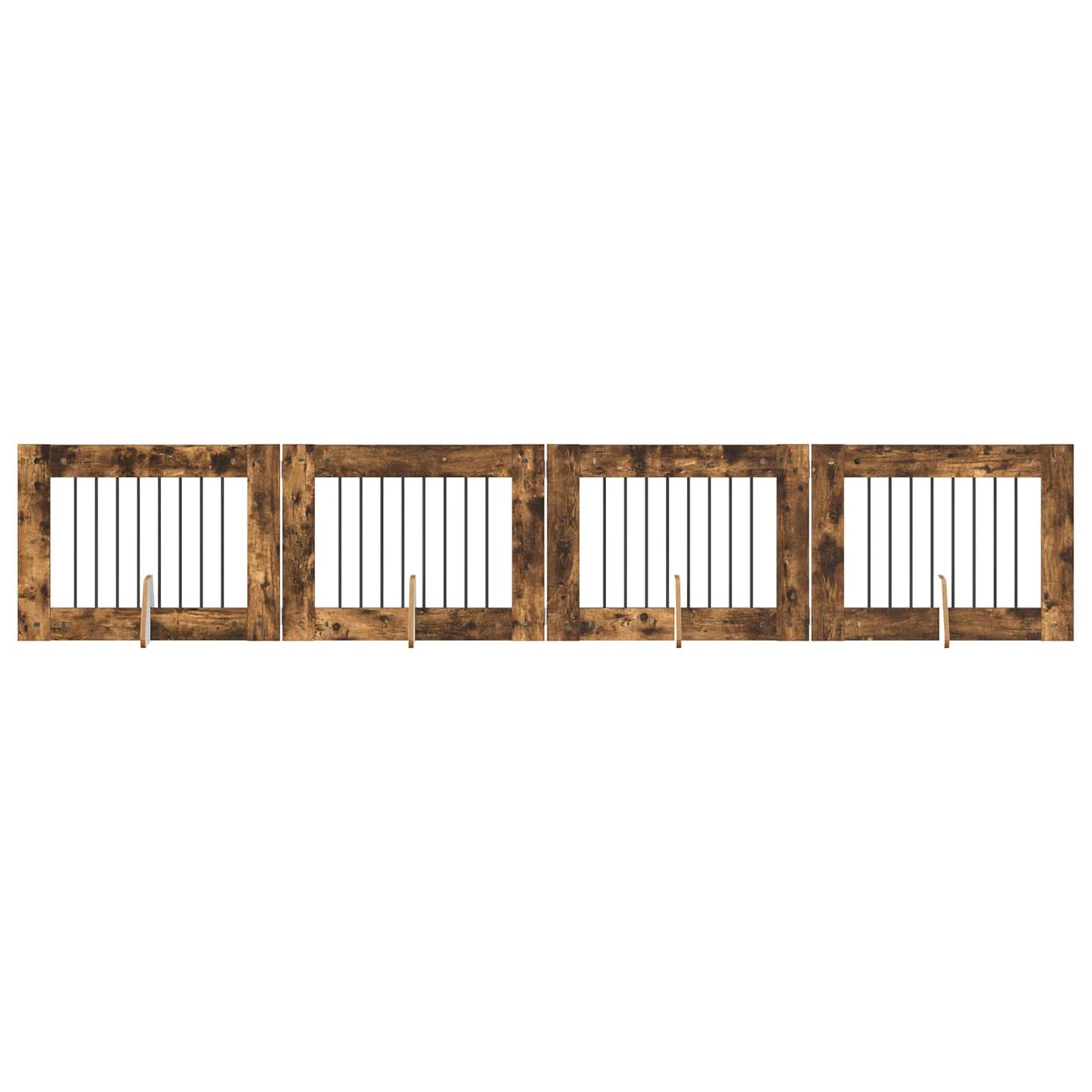Hondenhekje met standaards 4 pcs Gerookt eiken 80 x 60 cm is nu te koop bij PeponiXL, paradijselijk wonen!