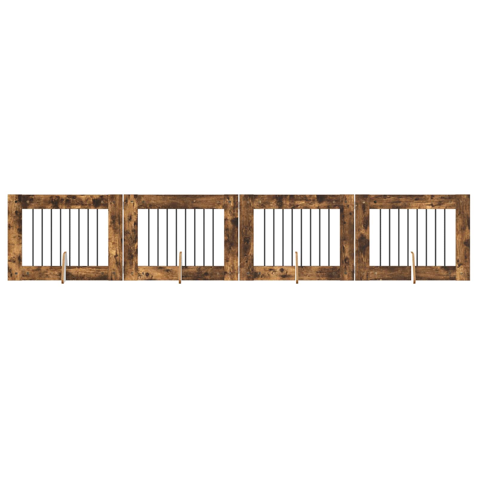Hondenhekje met standaards 4 pcs Gerookt eiken 80 x 60 cm is nu te koop bij PeponiXL, paradijselijk wonen!