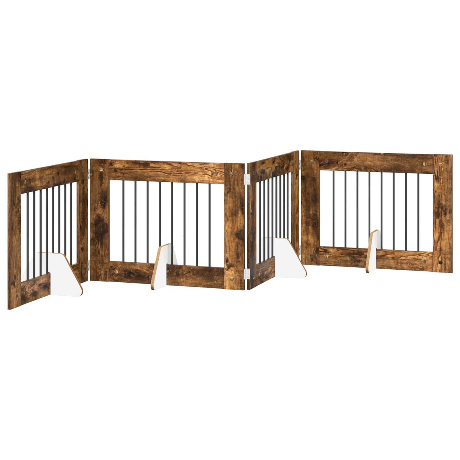Hondenhekje met standaards 4 pcs Gerookt eiken 80 x 60 cm is nu te koop bij PeponiXL, paradijselijk wonen!