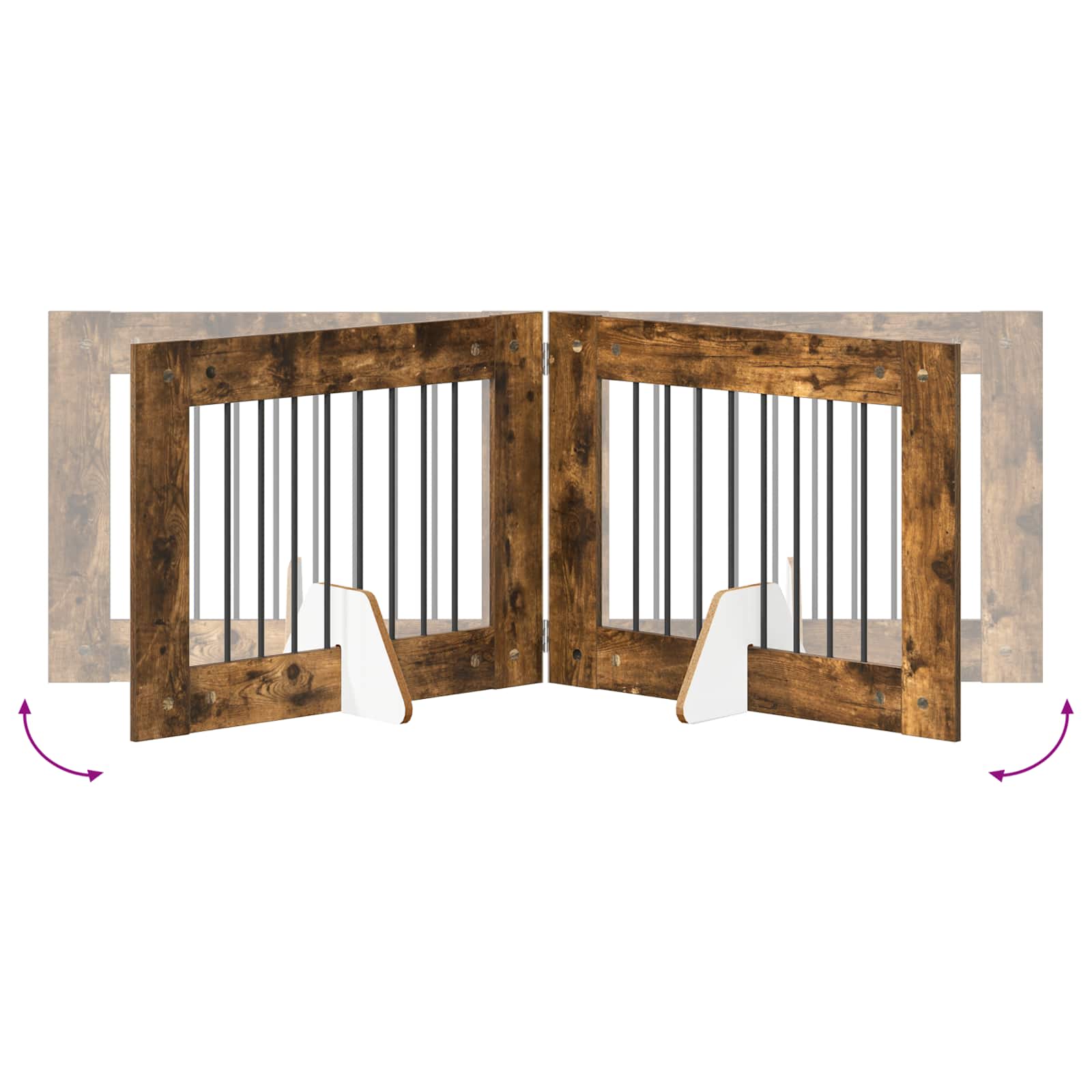 Hondenhekje met standaards 4 pcs Gerookt eiken 80 x 60 cm is nu te koop bij PeponiXL, paradijselijk wonen!