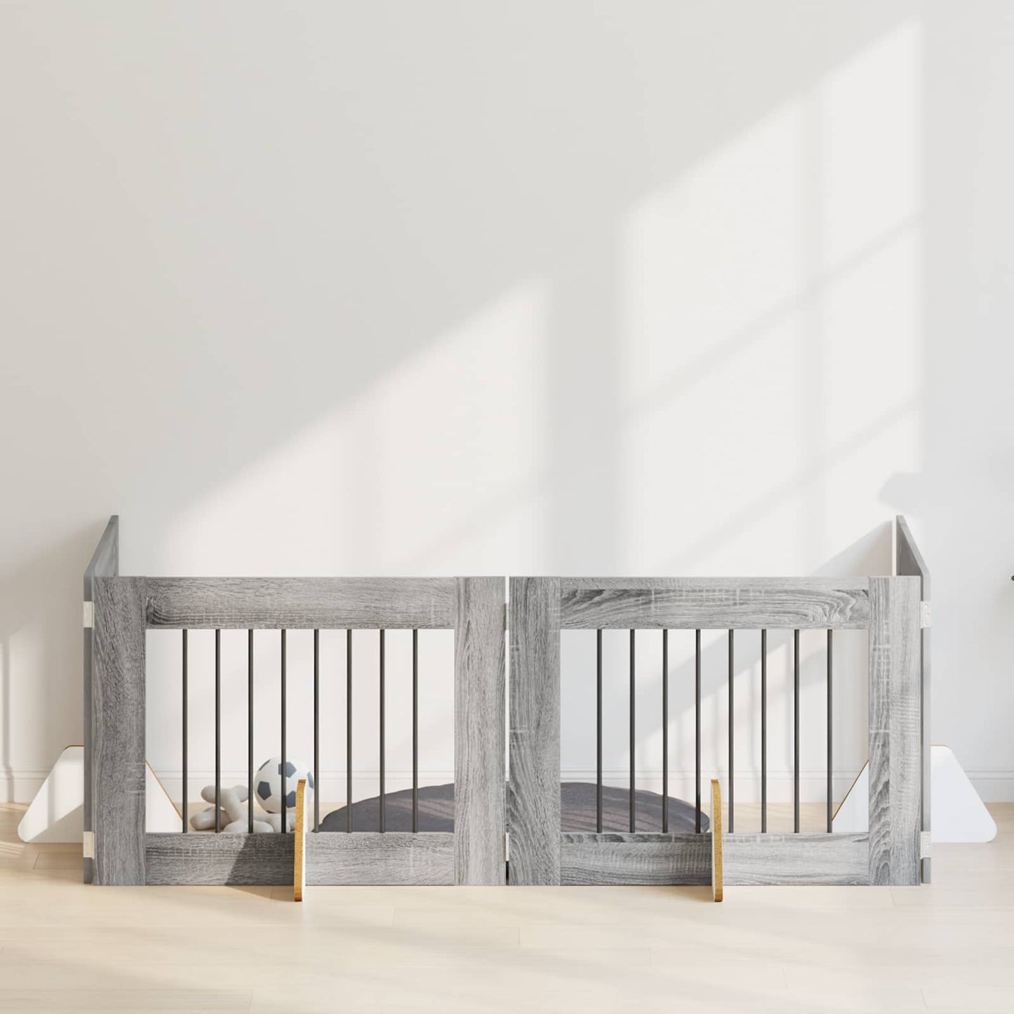 Hondenhekje met standaards 4 pcs Grijs sonoma 80 x 60 cm is nu te koop bij PeponiXL, paradijselijk wonen!
