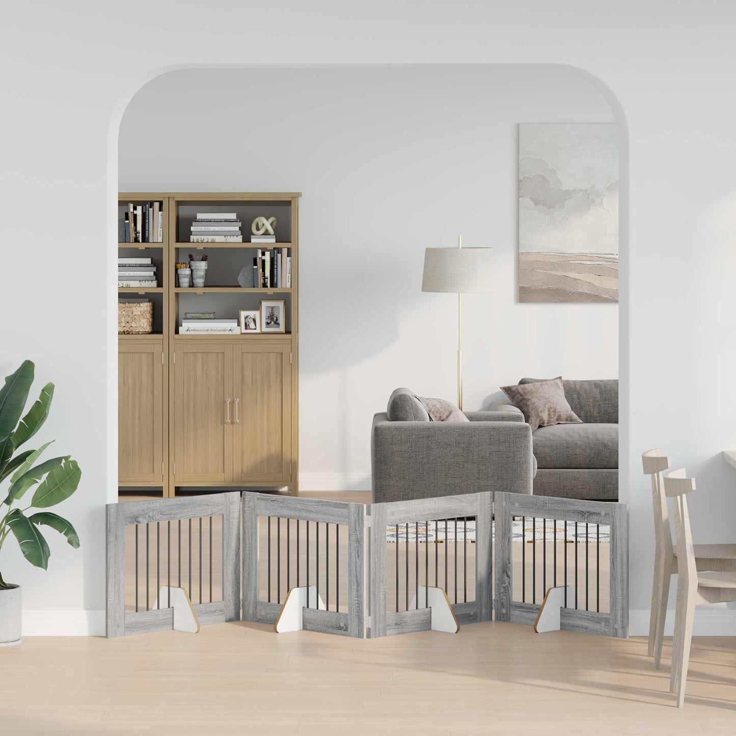 Hondenhekje met standaards 4 pcs Grijs sonoma 80 x 60 cm is nu te koop bij PeponiXL, paradijselijk wonen!