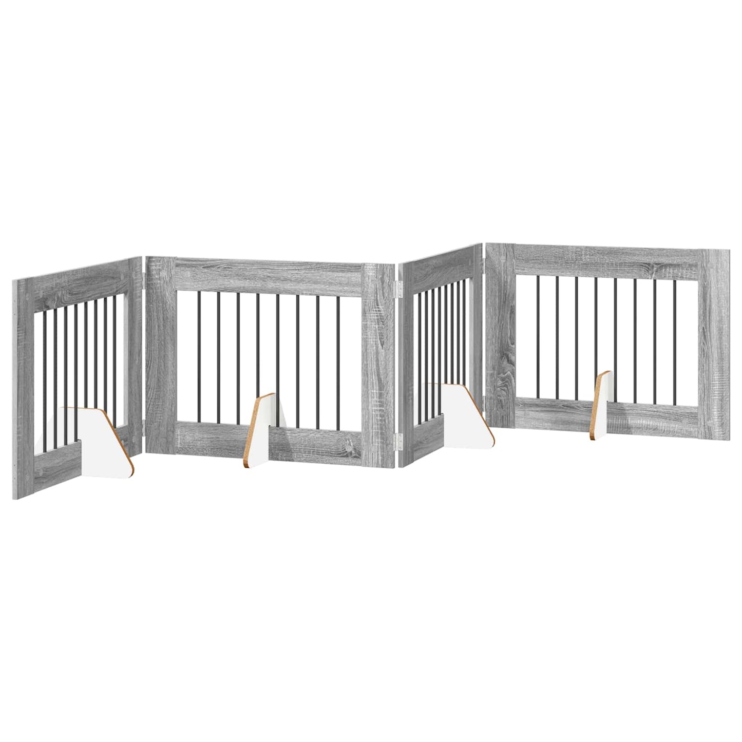 Hondenhekje met standaards 4 pcs Grijs sonoma 80 x 60 cm is nu te koop bij PeponiXL, paradijselijk wonen!