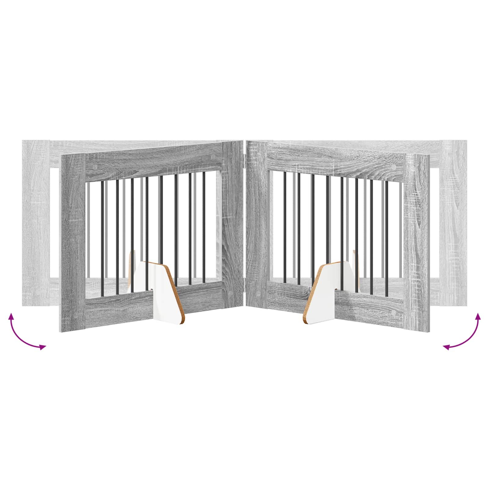Hondenhekje met standaards 4 pcs Grijs sonoma 80 x 60 cm is nu te koop bij PeponiXL, paradijselijk wonen!