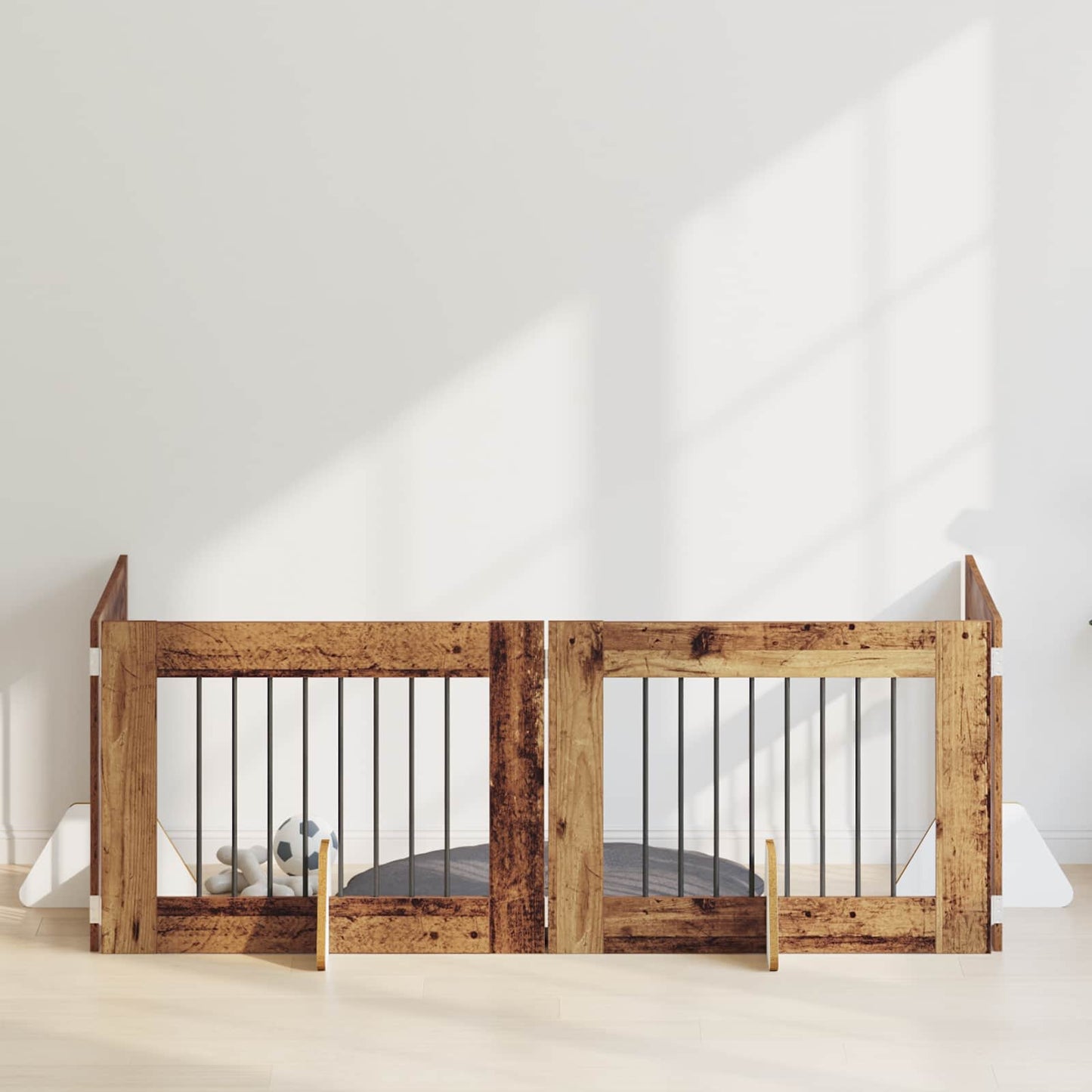 Hondenhekje met standaards 4 pcs Oud hout 80 x 60 cm is nu te koop bij PeponiXL, paradijselijk wonen!