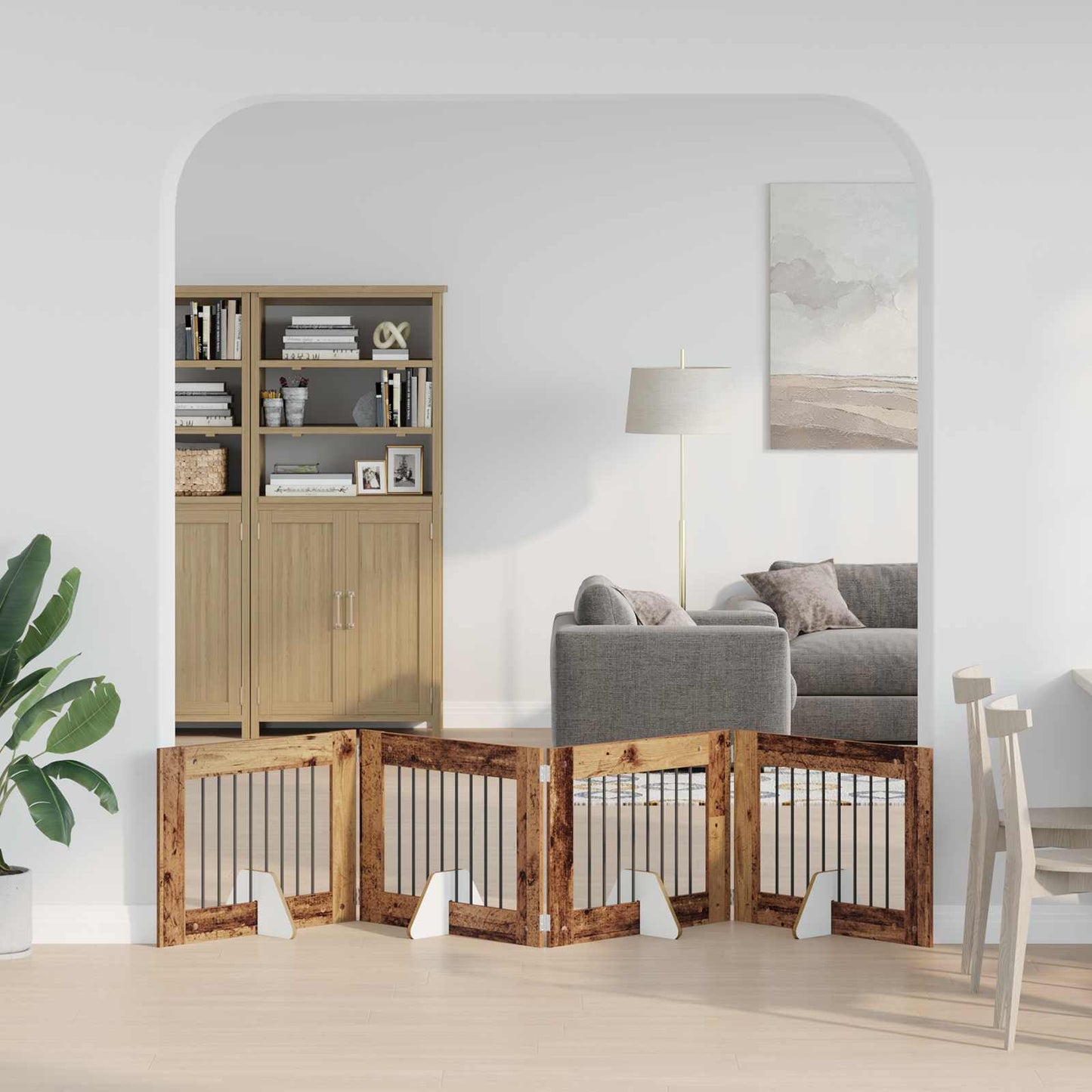 Hondenhekje met standaards 4 pcs Oud hout 80 x 60 cm is nu te koop bij PeponiXL, paradijselijk wonen!