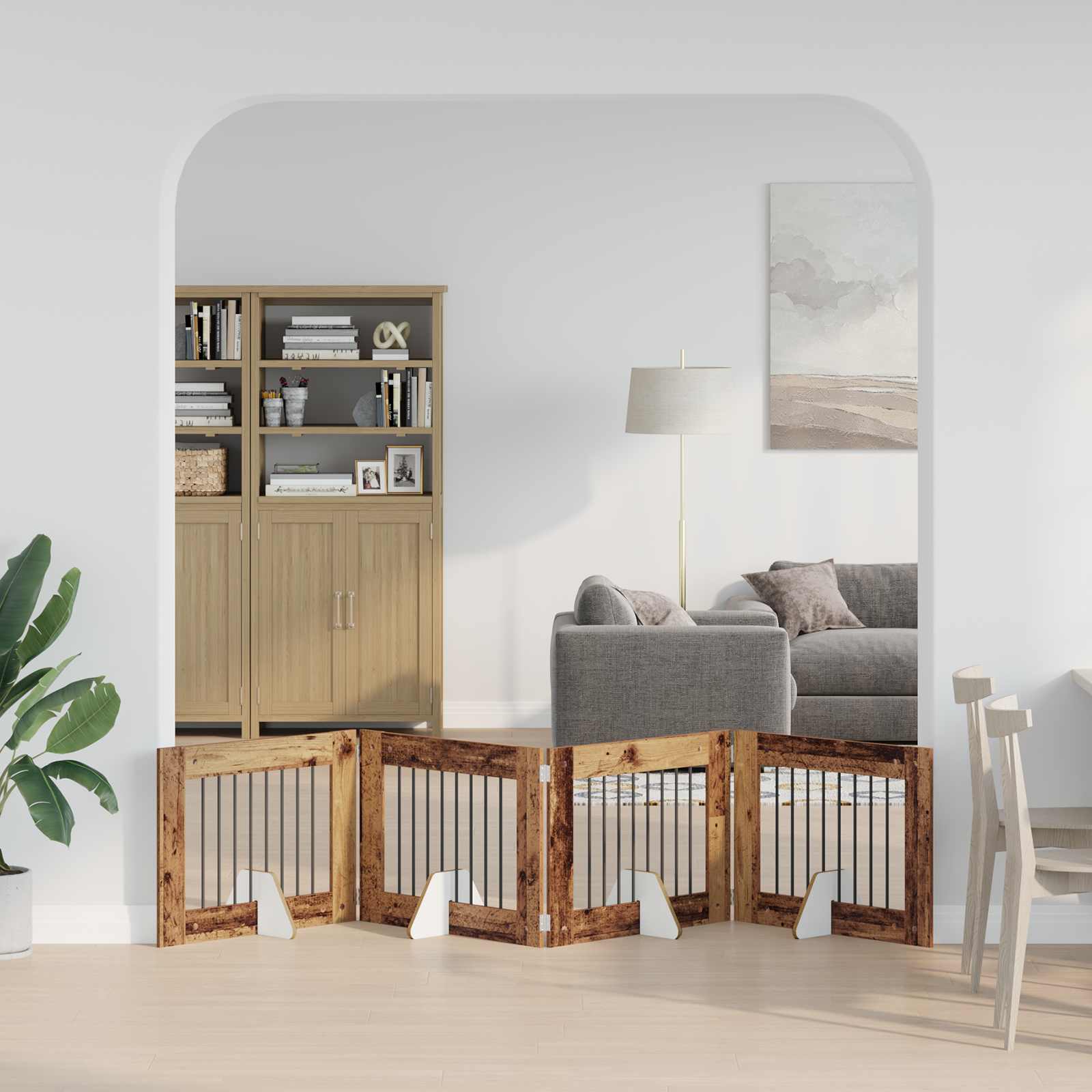 Hondenhekje met standaards 4 pcs Oud hout 80 x 60 cm is nu te koop bij PeponiXL, paradijselijk wonen!