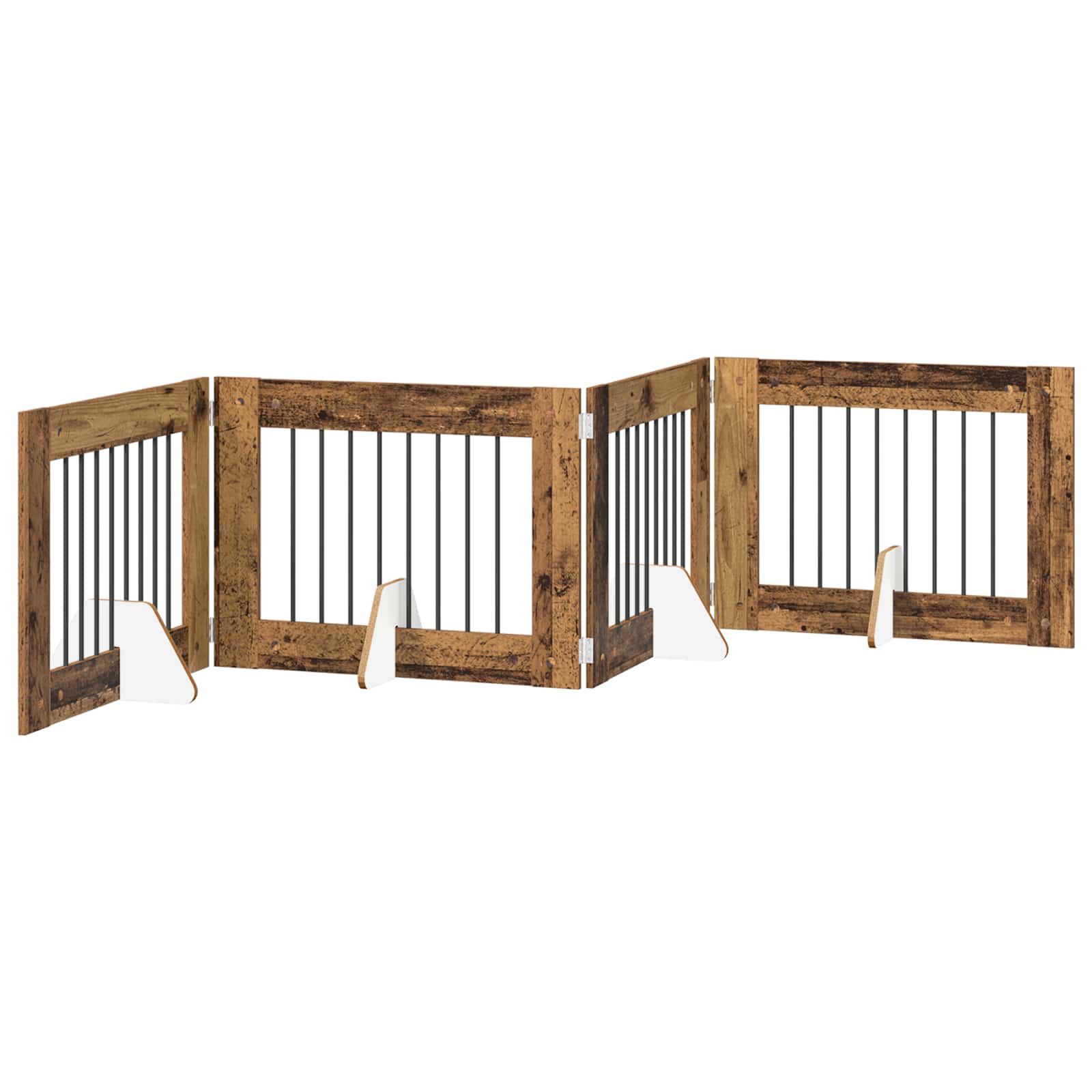 Hondenhekje met standaards 4 pcs Oud hout 80 x 60 cm is nu te koop bij PeponiXL, paradijselijk wonen!