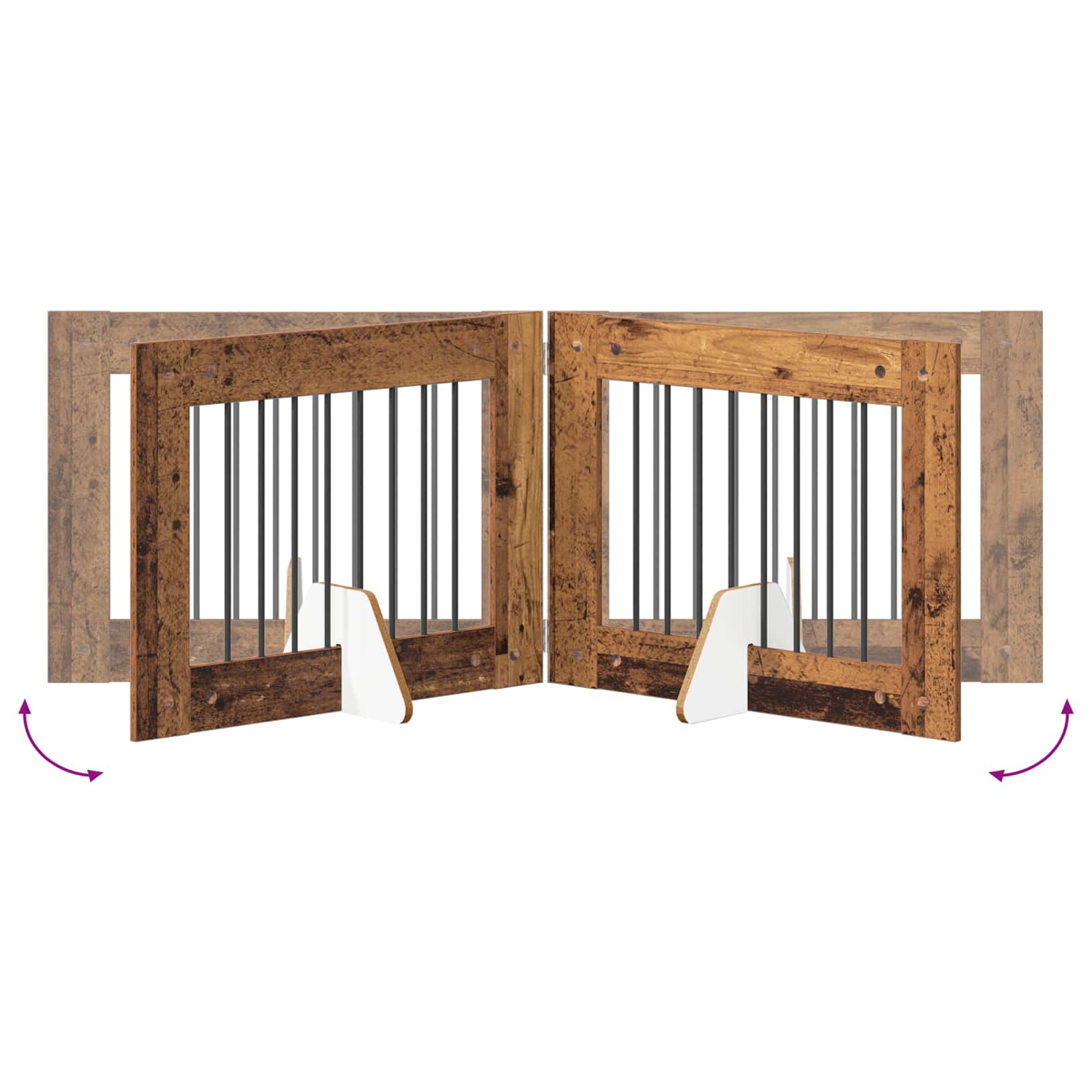 Hondenhekje met standaards 4 pcs Oud hout 80 x 60 cm is nu te koop bij PeponiXL, paradijselijk wonen!