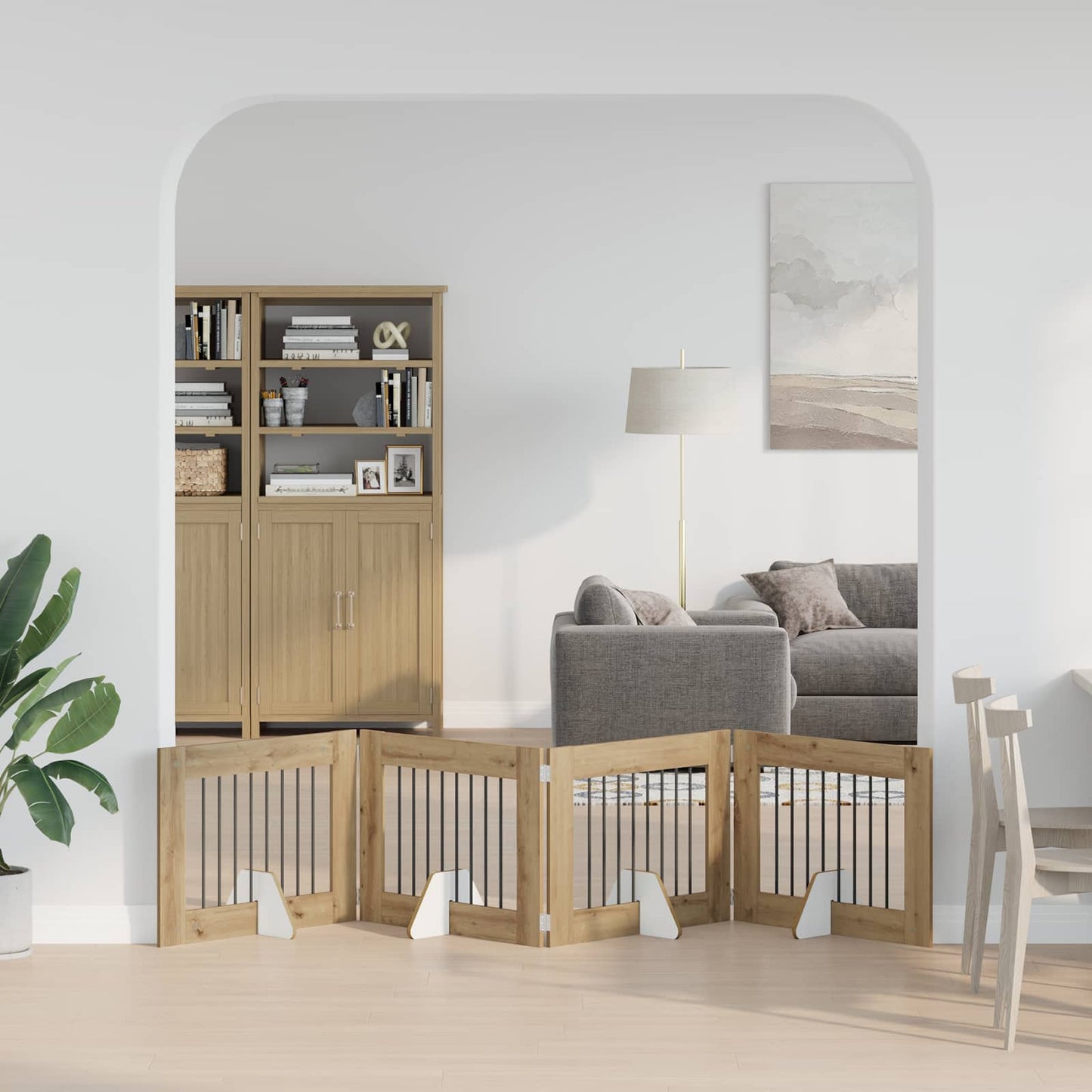 Opvouwbaar hondenhek met standaards 4 pcs Artisanaal eiken is nu te koop bij PeponiXL, paradijselijk wonen!