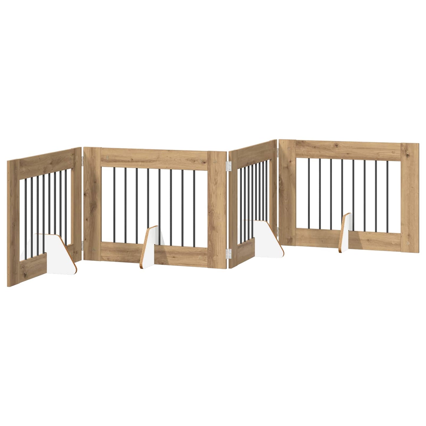 Opvouwbaar hondenhek met standaards 4 pcs Artisanaal eiken is nu te koop bij PeponiXL, paradijselijk wonen!