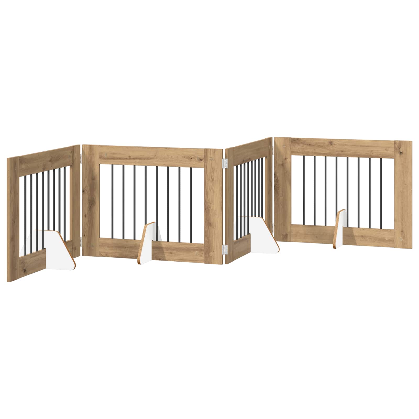 Opvouwbaar hondenhek met standaards 4 pcs Artisanaal eiken is nu te koop bij PeponiXL, paradijselijk wonen!