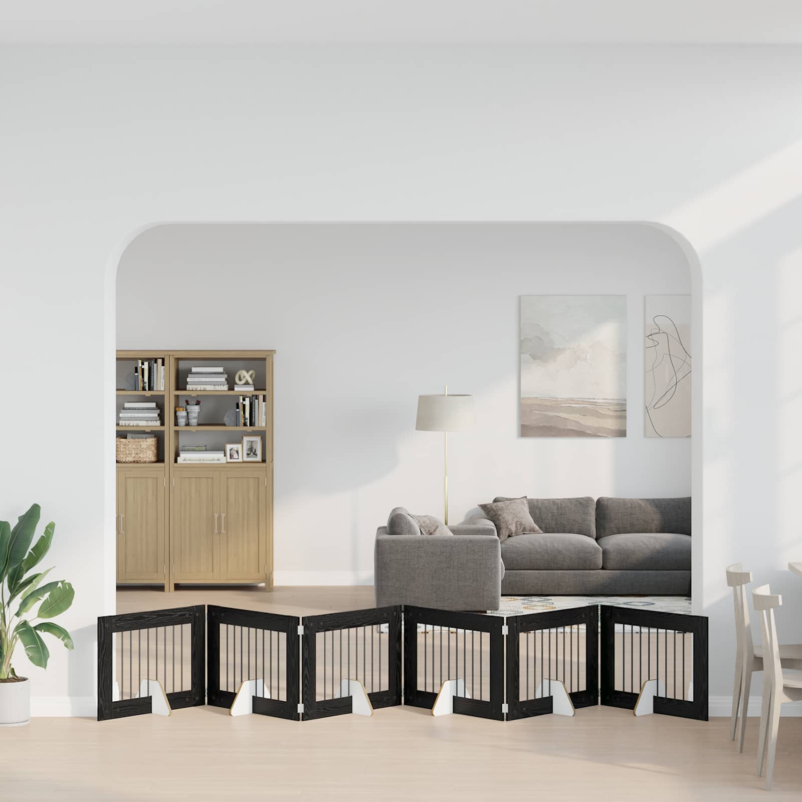 Hondenhekje met standaards 6 pcs Zwart eiken 80 x 60 cm is nu te koop bij PeponiXL, paradijselijk wonen!