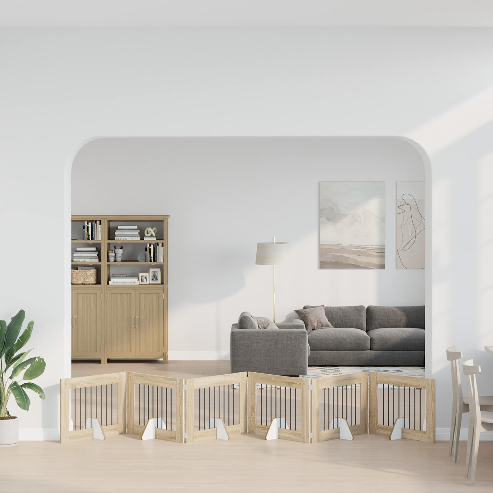 Opvouwbaar hondenhek met standaards 6 pcs Sonoma Eiken 482 cm is nu te koop bij PeponiXL, paradijselijk wonen!