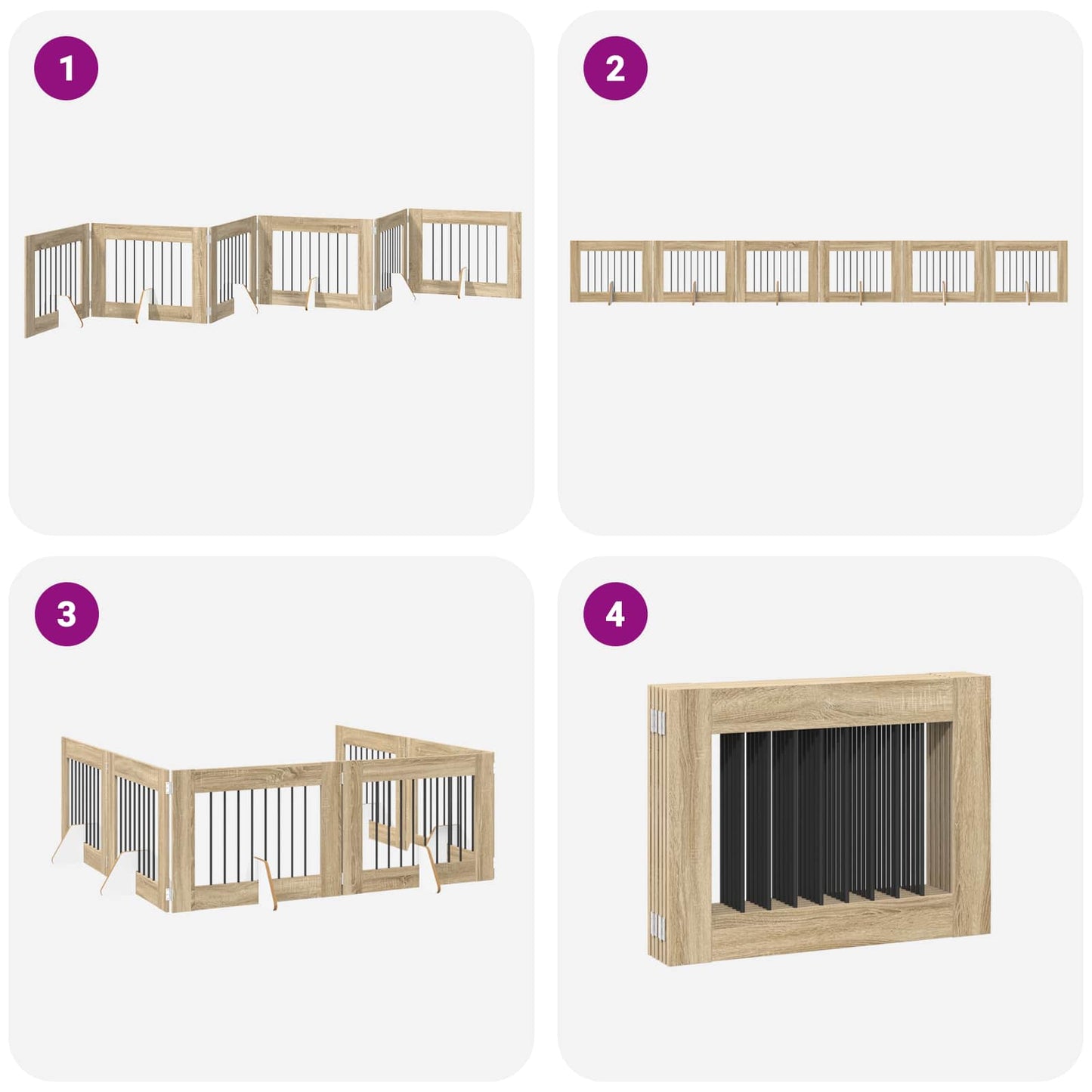 Opvouwbaar hondenhek met standaards 6 pcs Sonoma Eiken 482 cm is nu te koop bij PeponiXL, paradijselijk wonen!