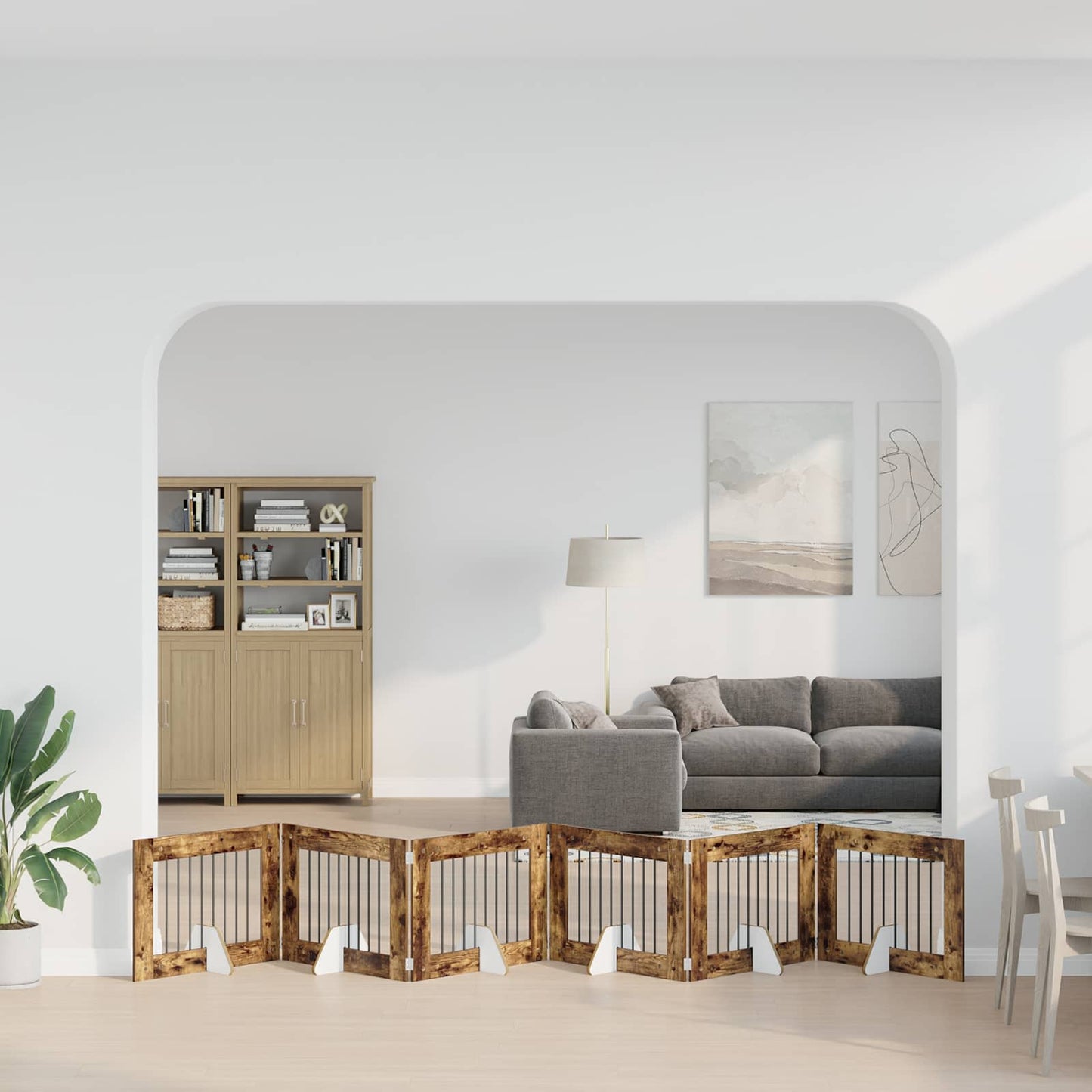 Hondenhekje met standaards 6 pcs Gerookt eiken 80 x 60 cm is nu te koop bij PeponiXL, paradijselijk wonen!