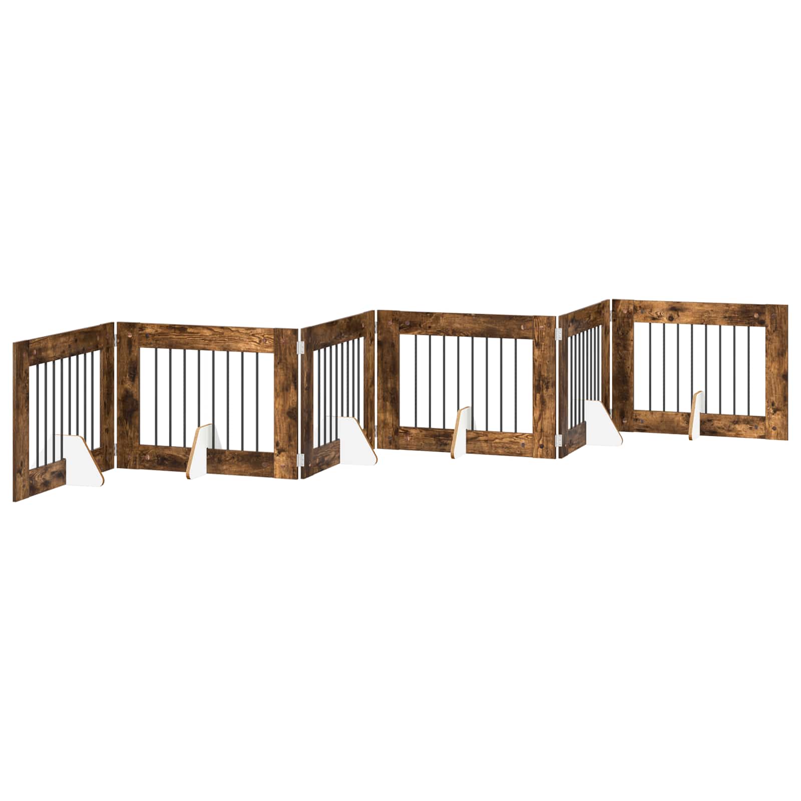 Hondenhekje met standaards 6 pcs Gerookt eiken 80 x 60 cm is nu te koop bij PeponiXL, paradijselijk wonen!