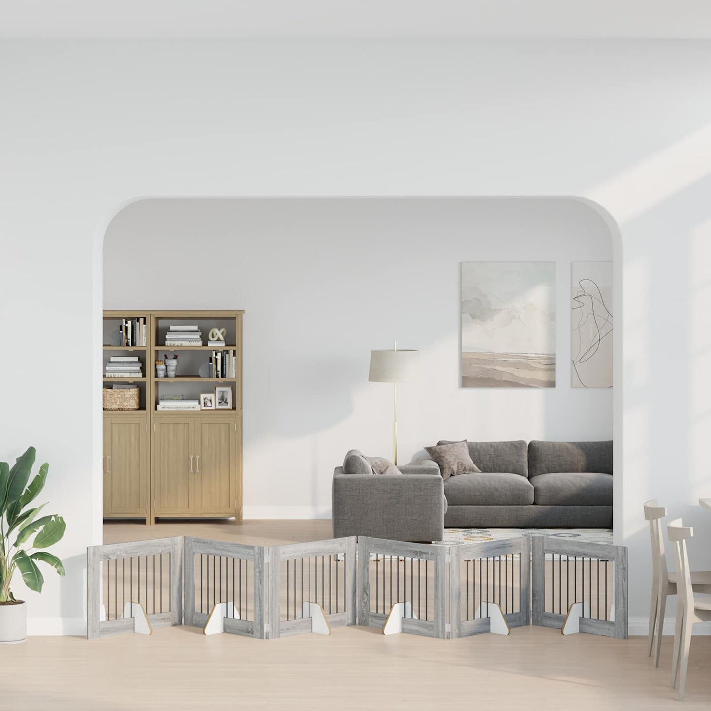 Hondenhekje met standaards 6 pcs Grijs sonoma 80 x 60 cm is nu te koop bij PeponiXL, paradijselijk wonen!