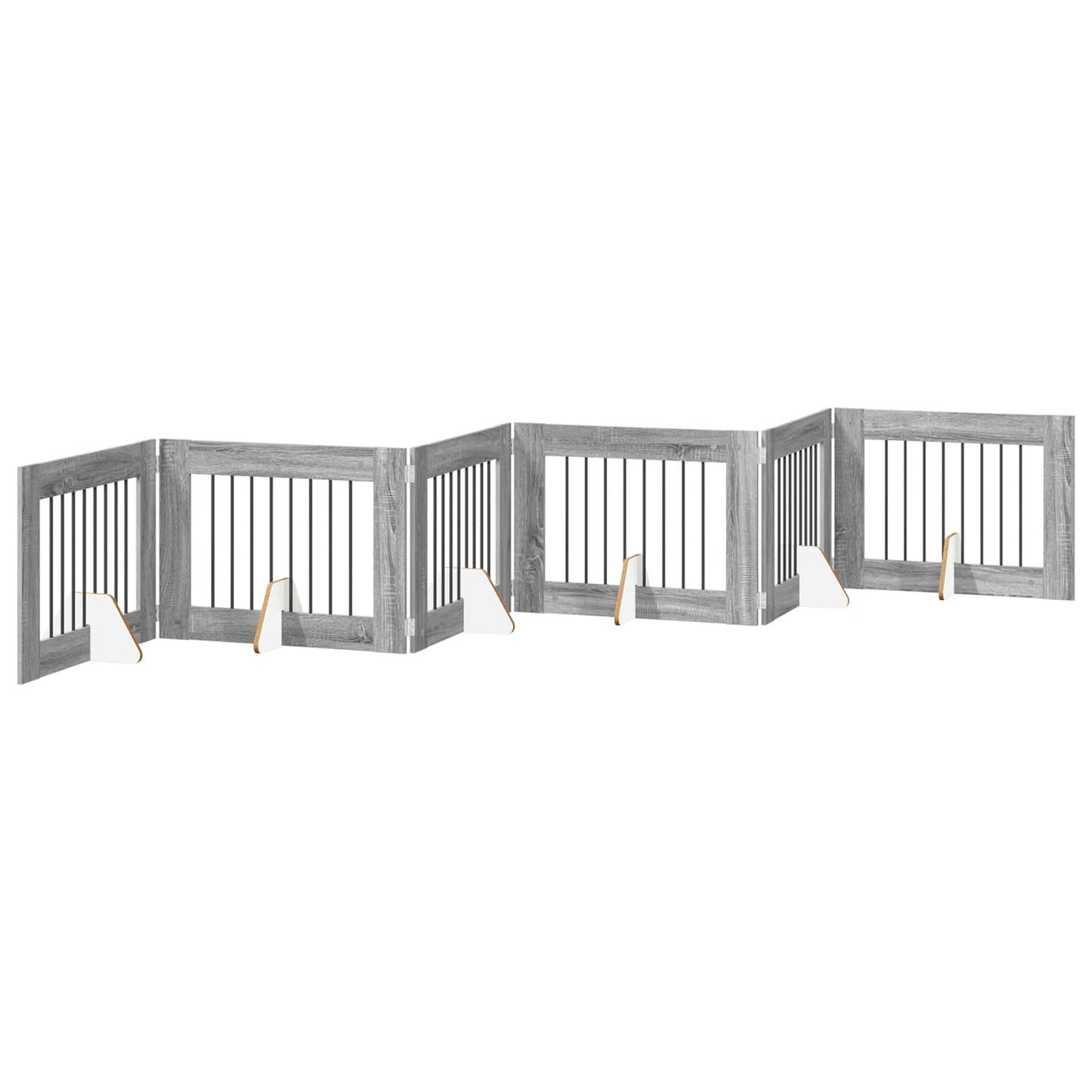 Hondenhekje met standaards 6 pcs Grijs sonoma 80 x 60 cm is nu te koop bij PeponiXL, paradijselijk wonen!