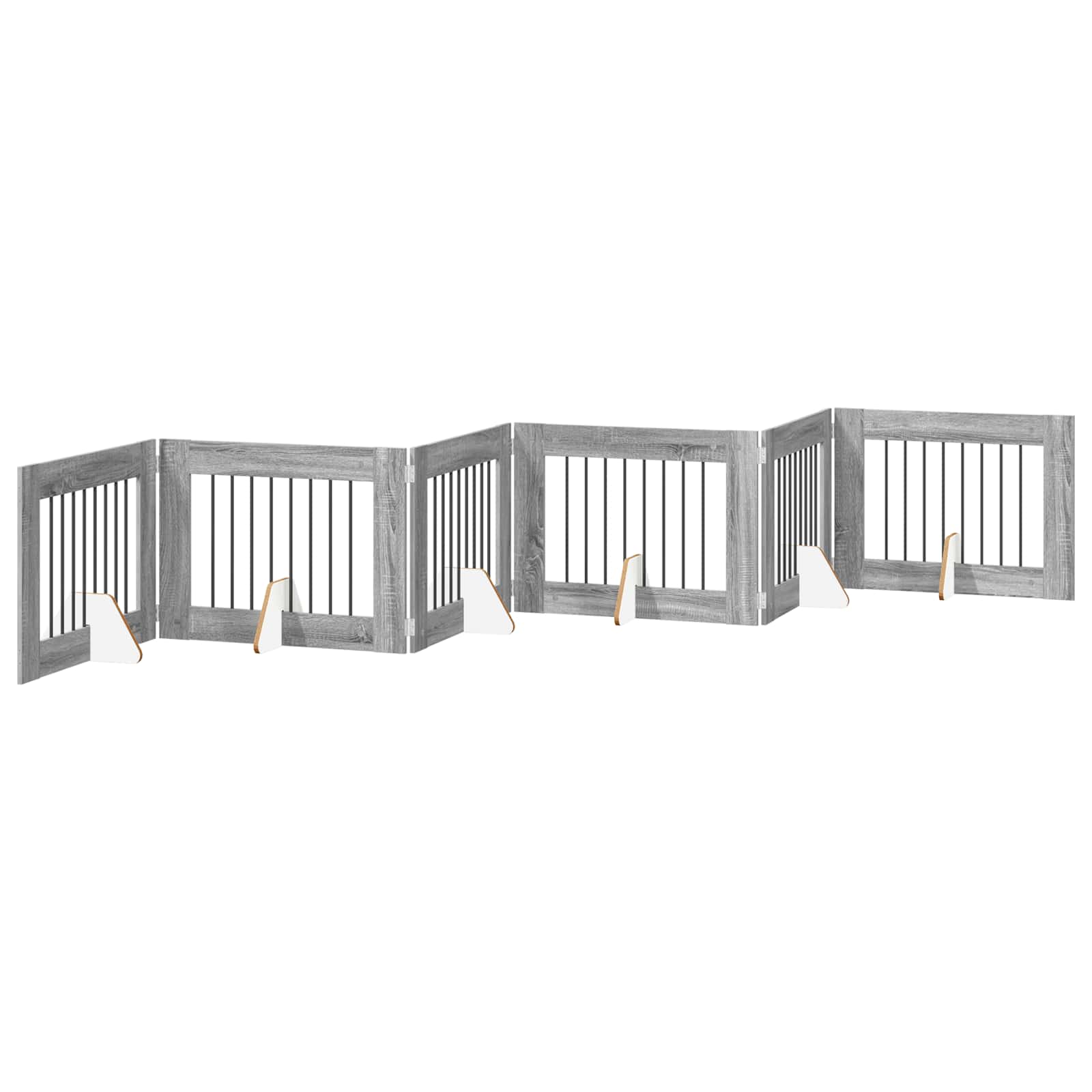 Hondenhekje met standaards 6 pcs Grijs sonoma 80 x 60 cm is nu te koop bij PeponiXL, paradijselijk wonen!