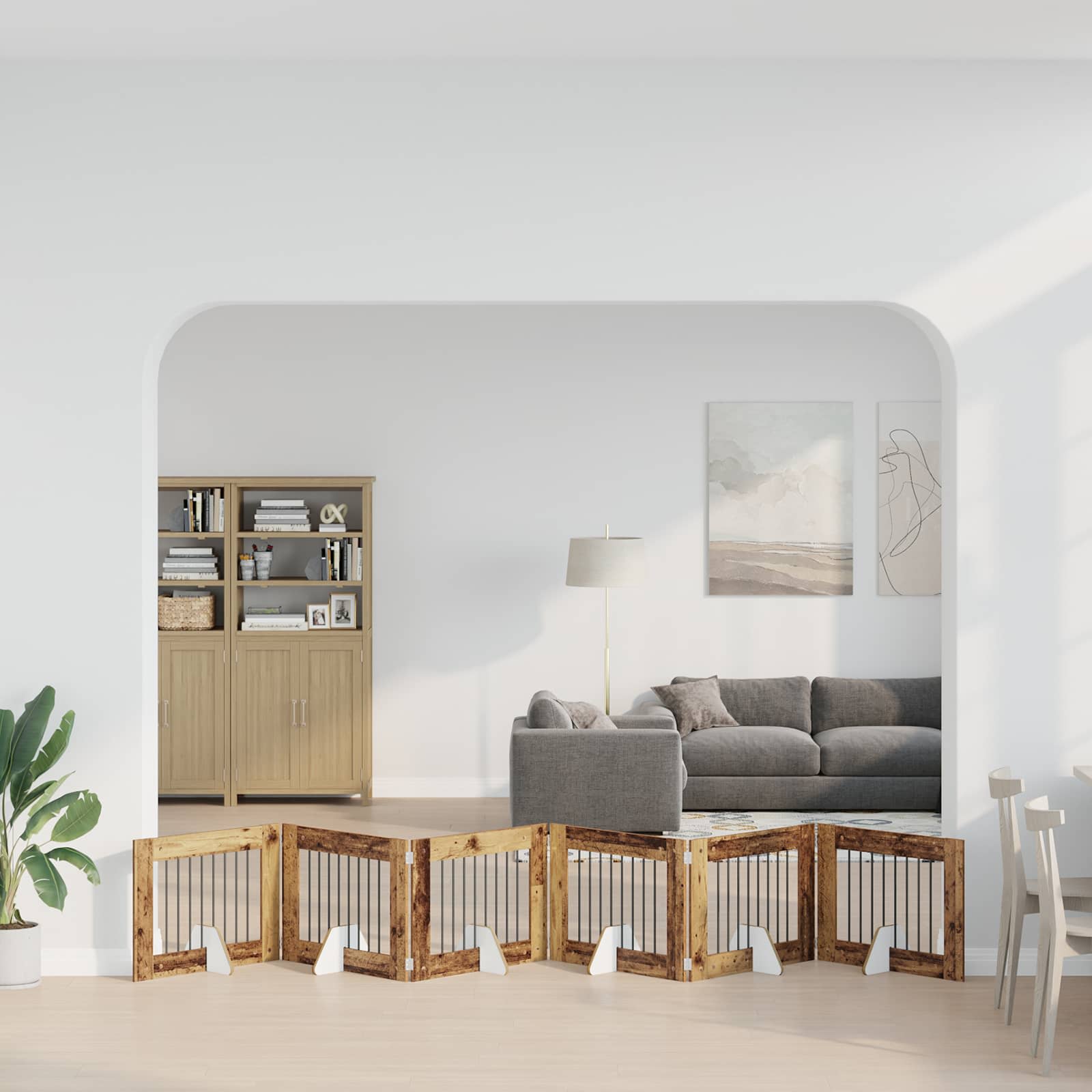Hondenhekje met standaards 6 pcs Oud hout 80 x 60 cm is nu te koop bij PeponiXL, paradijselijk wonen!
