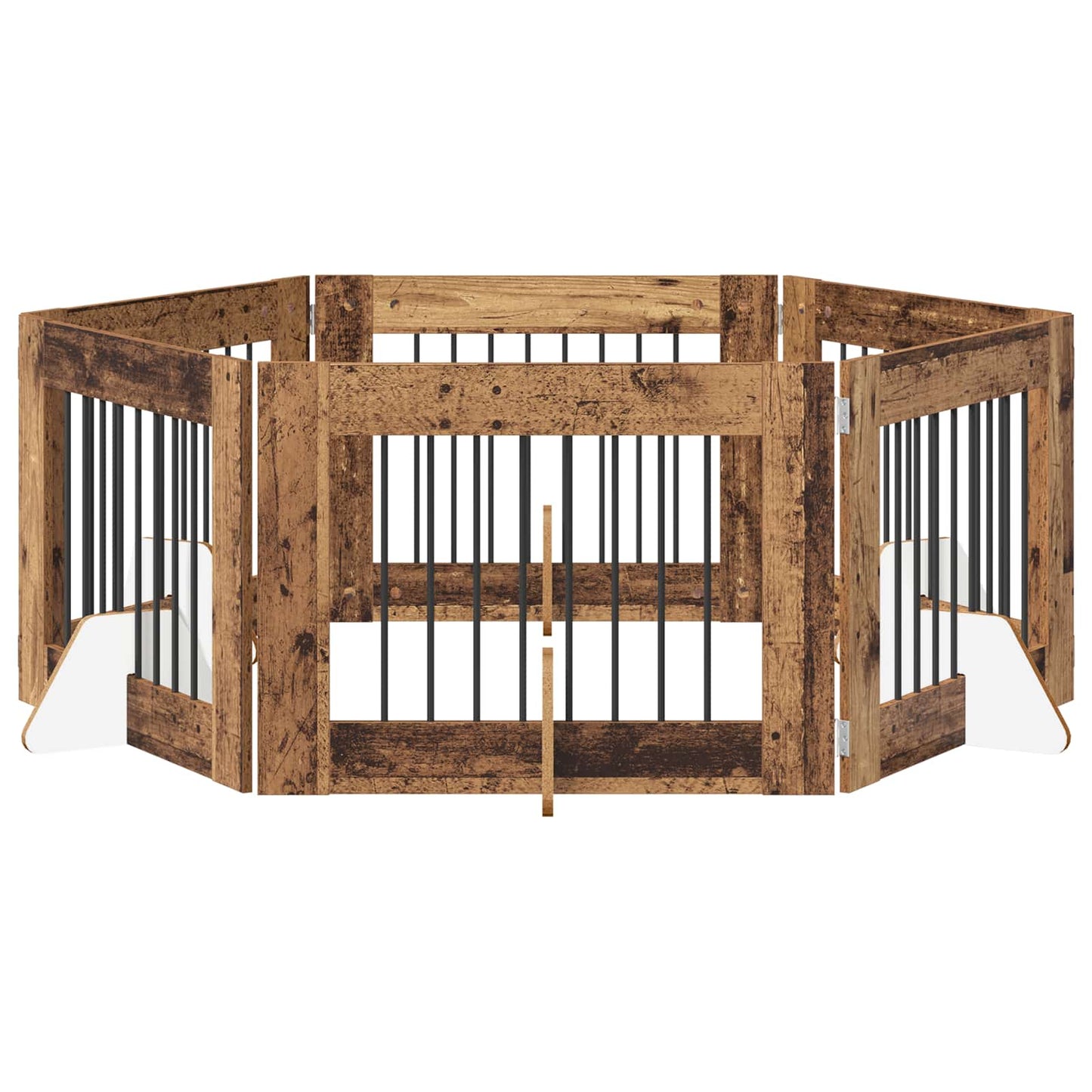 Hondenhekje met standaards 6 pcs Oud hout 80 x 60 cm is nu te koop bij PeponiXL, paradijselijk wonen!