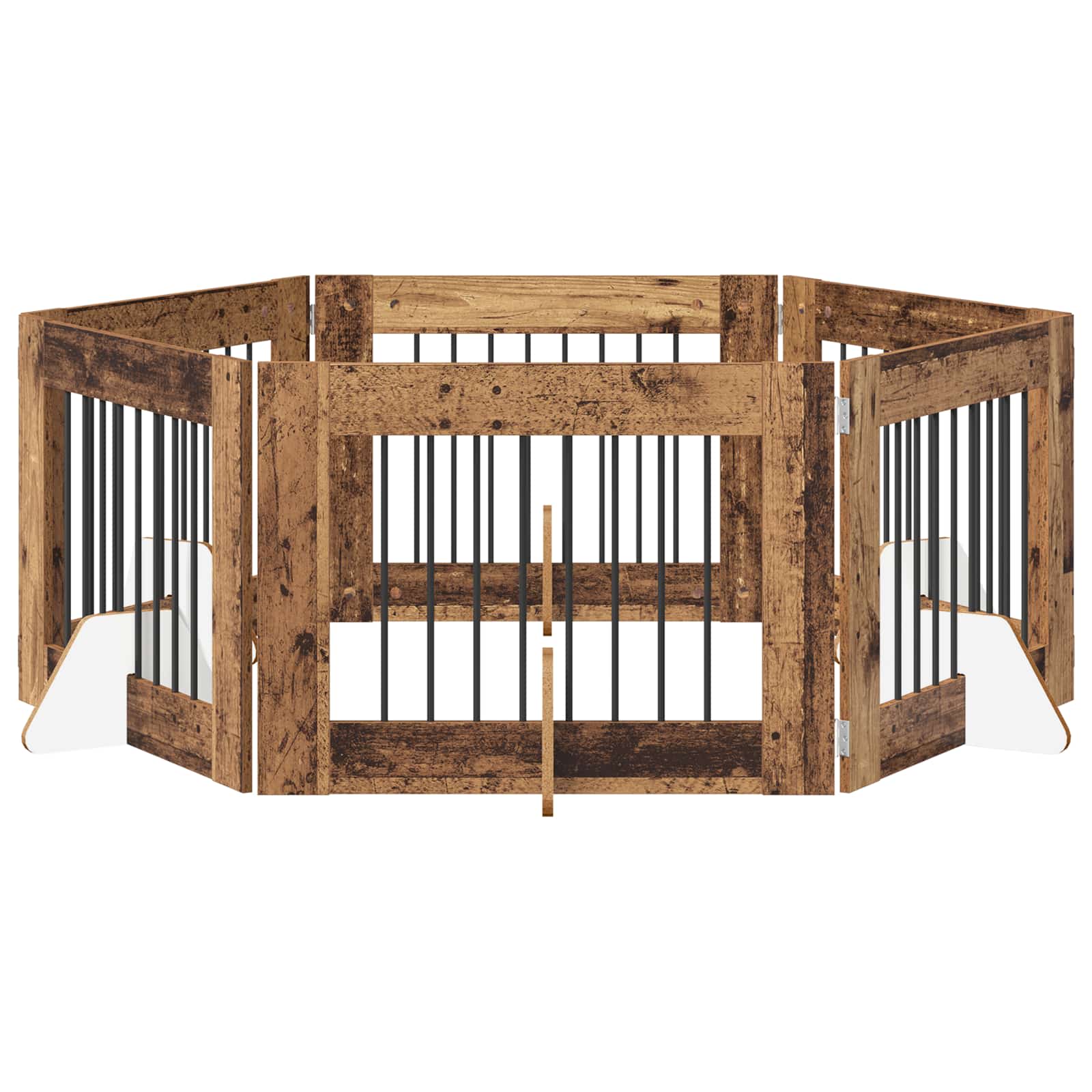 Hondenhekje met standaards 6 pcs Oud hout 80 x 60 cm is nu te koop bij PeponiXL, paradijselijk wonen!