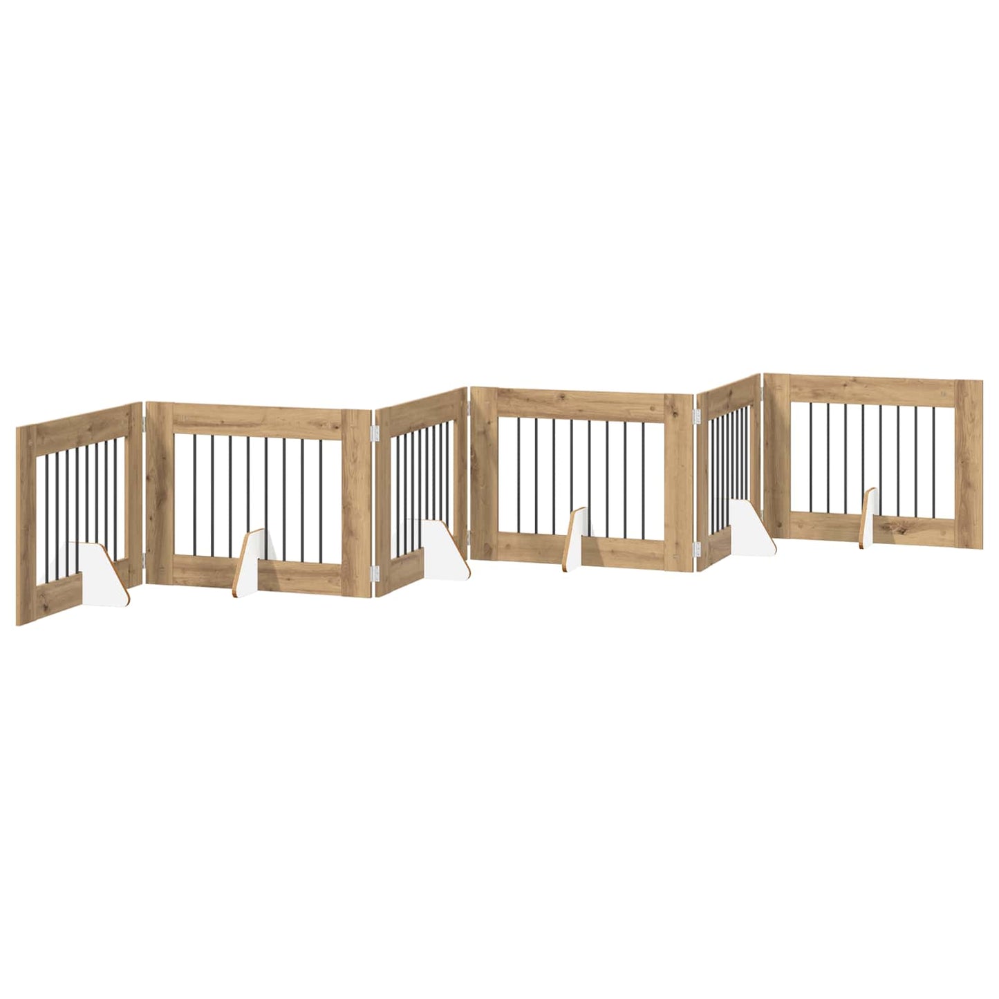 Opvouwbaar hondenhek met standaards 6 pcs Artisanaal eiken is nu te koop bij PeponiXL, paradijselijk wonen!