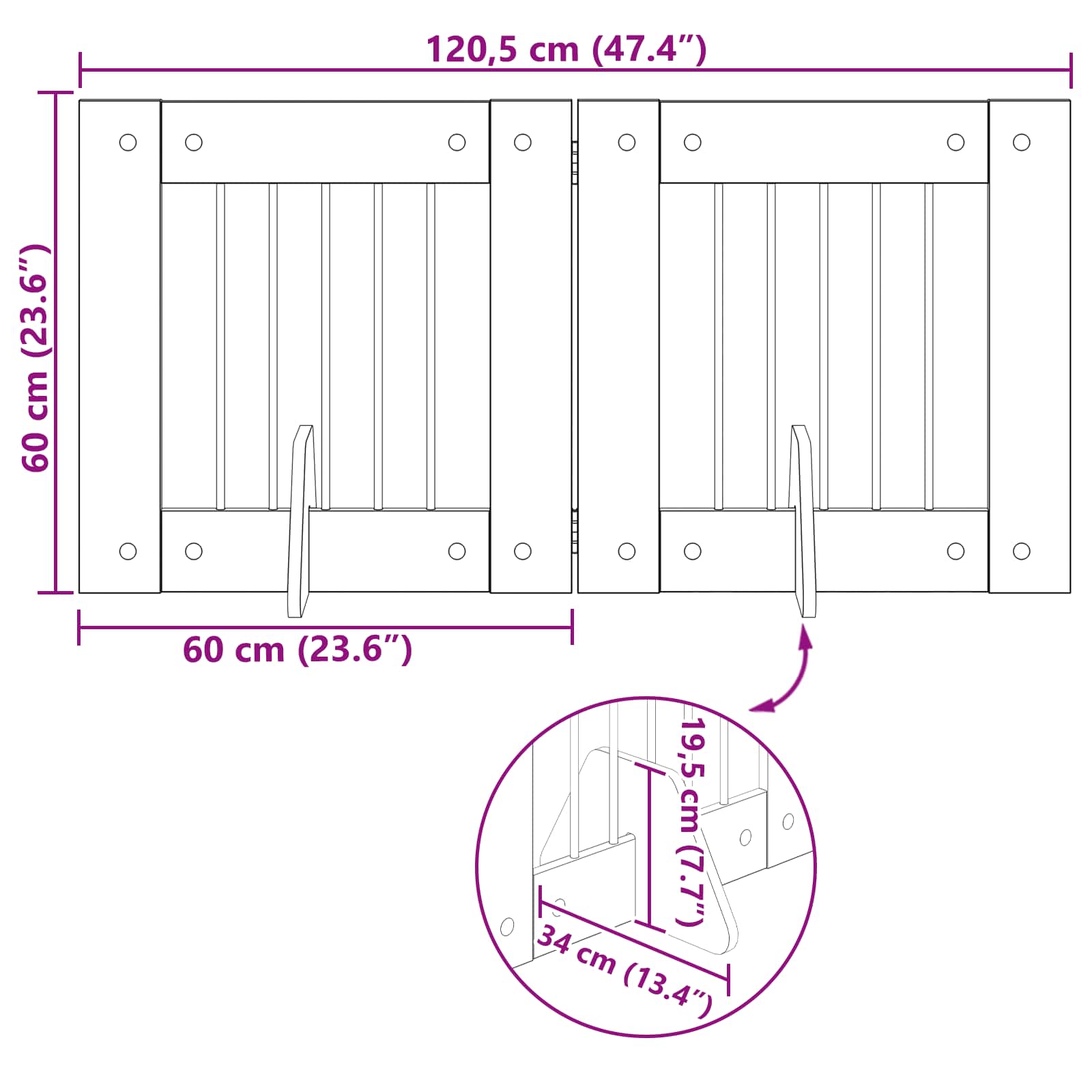 Hondenhekje met standaards 2 pcs Zwart eiken 60 x 60 cm is nu te koop bij PeponiXL, paradijselijk wonen!