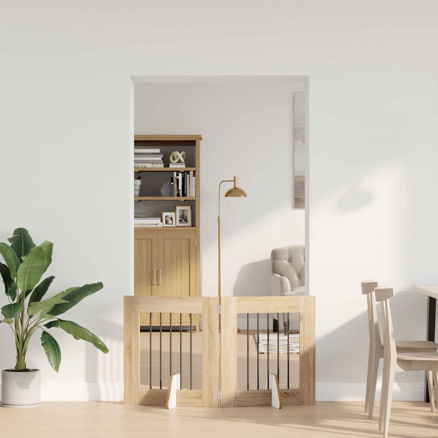 Opvouwbaar hondenhek met standaards 2 pcs Sonoma Eiken 120,5 cm is nu te koop bij PeponiXL, paradijselijk wonen!