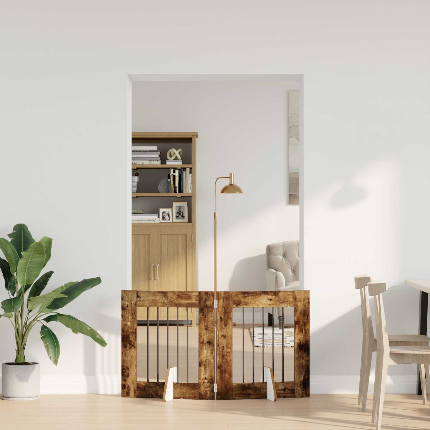 Hondenhekje met standaards 2 pcs Gerookt eiken 60 x 60 cm is nu te koop bij PeponiXL, paradijselijk wonen!